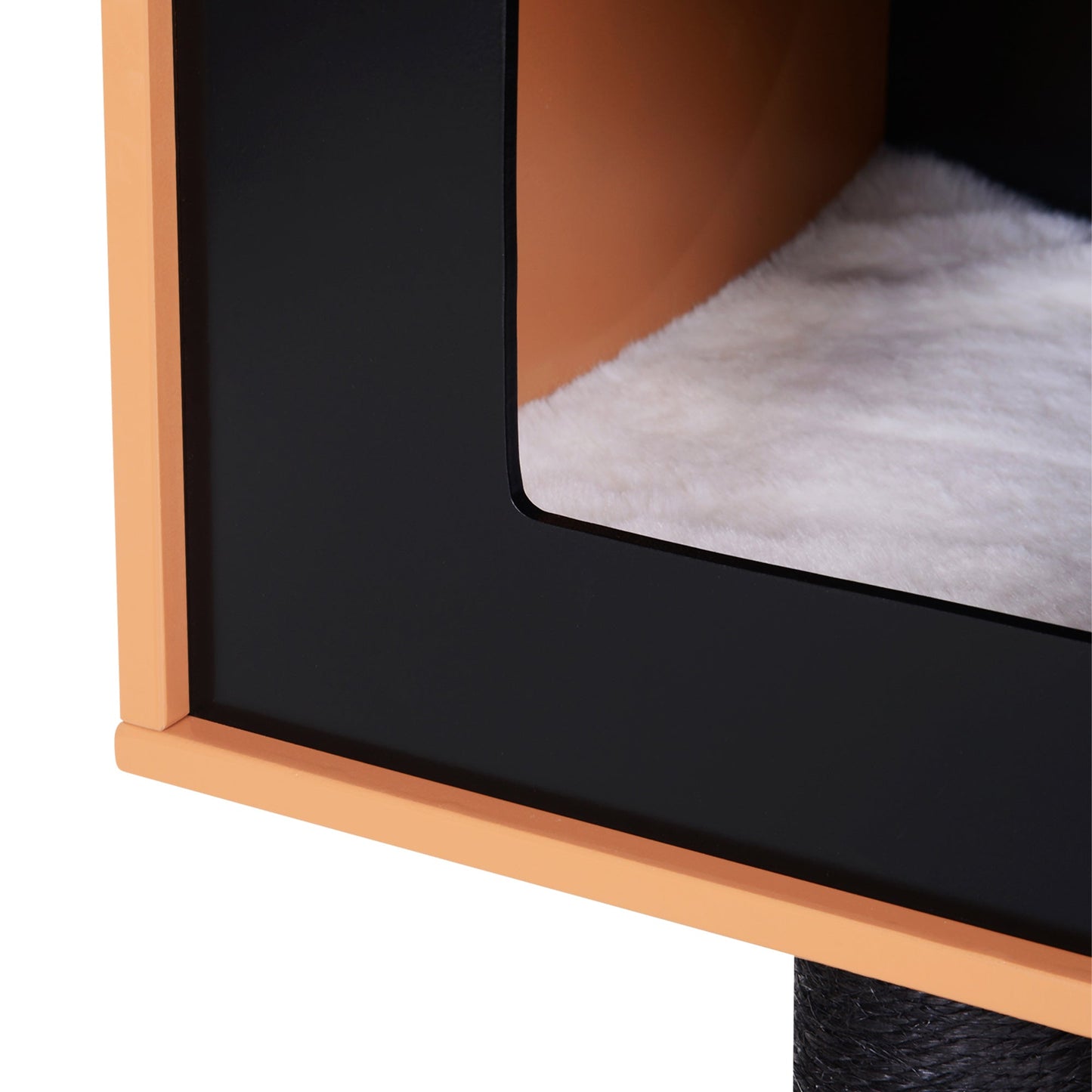 47" Wood Cat Tree, Cat Condo Tower with Scratching Post, Toy Ball, Black