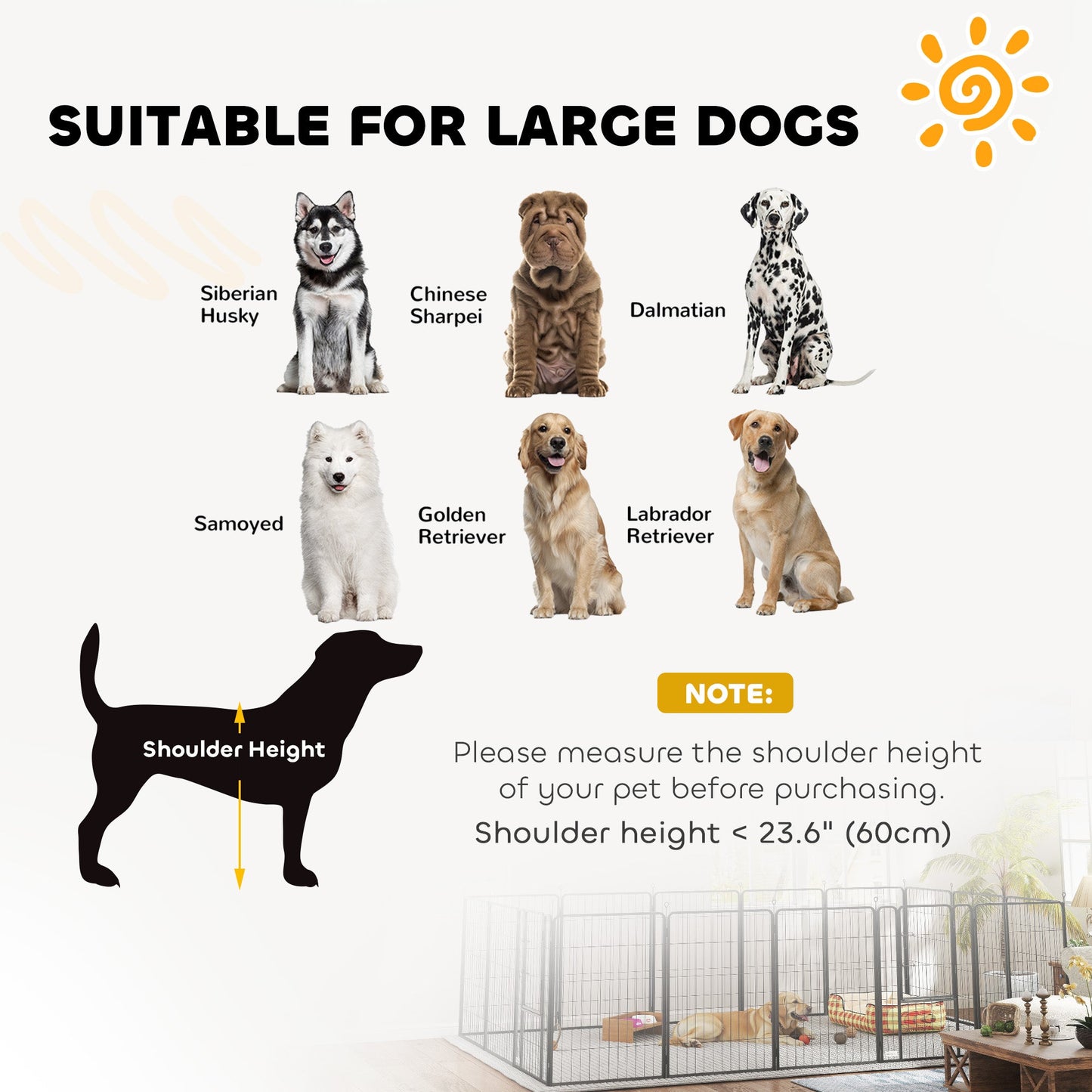 16 Panels Dog Playpen, 27"W x 39.5"H Heavy Duty Pet Fence with Door & Strap for Indoor Outdoor Backyard Garden, Portable & Foldable Puppy Pet Pen for Large Dogs