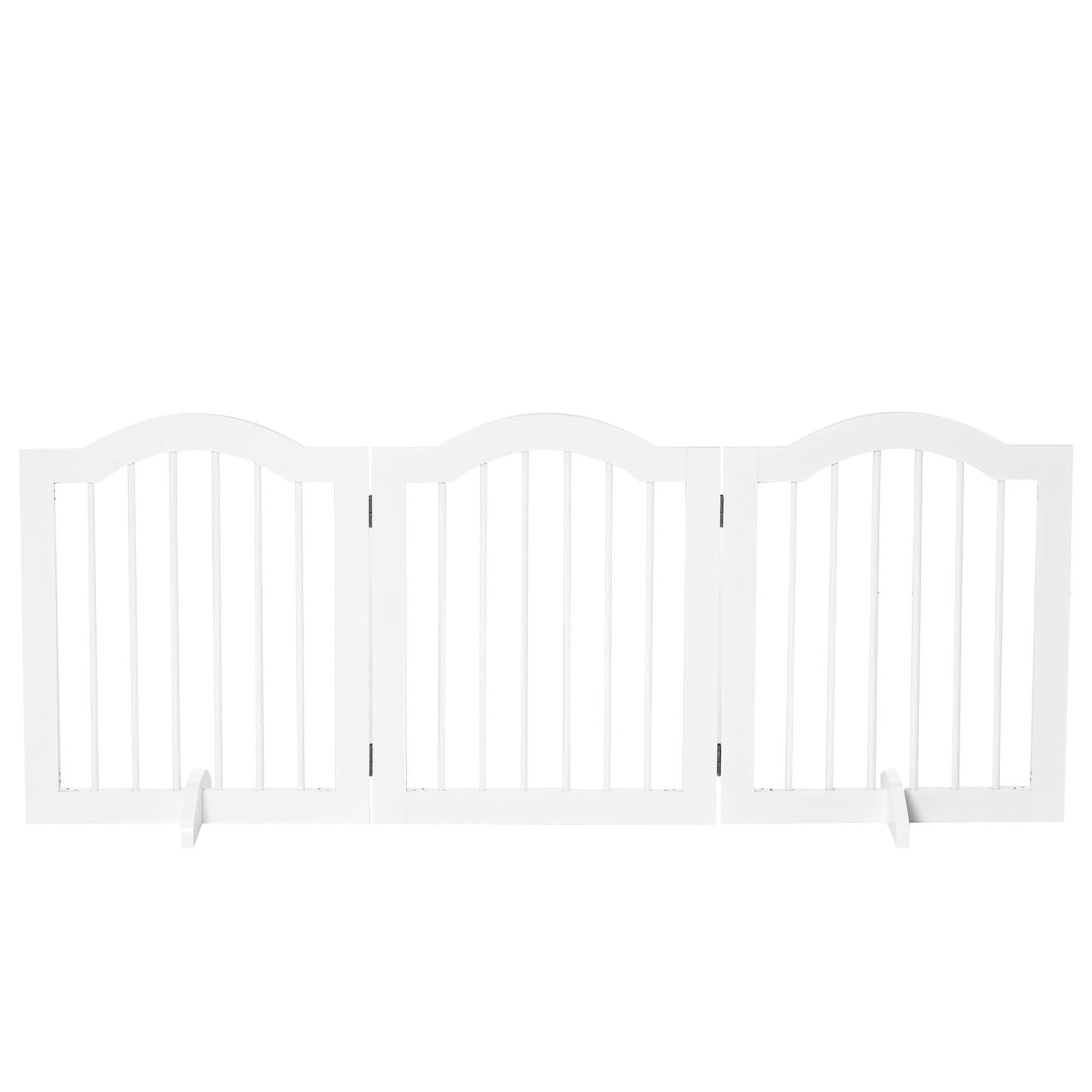 24"H Foldable Dog Gate, 3 Panels Freestanding Pet Gate Barriers Indoor with Support Feet, Puppy Fence for Small Dogs, White