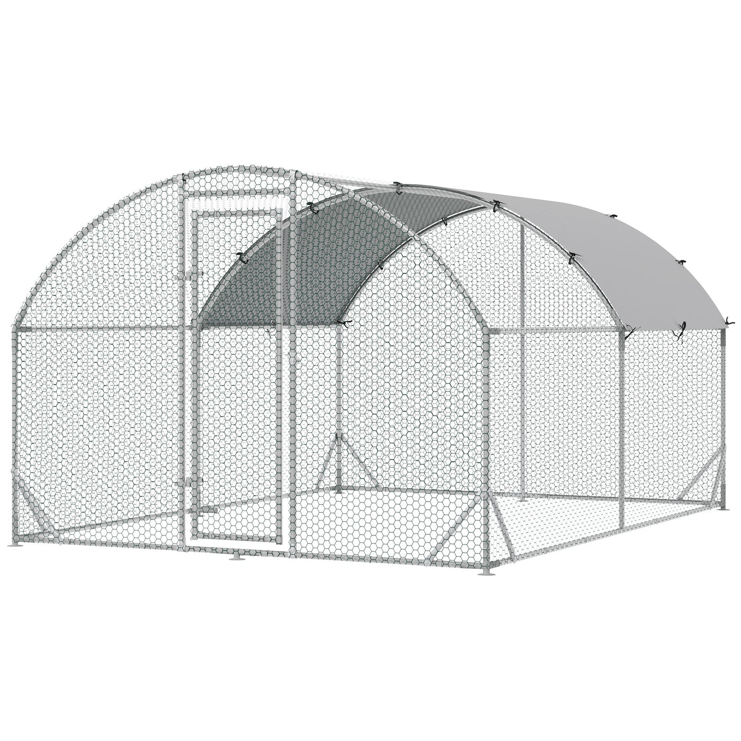 Galvanized Large Metal Chicken Coop Cage Walk-in Enclosure Poultry Hen Run House Playpen Rabbit Hutch with Cover for Outdoor Backyard 9.2' x 12.5' x 6.5' Silver