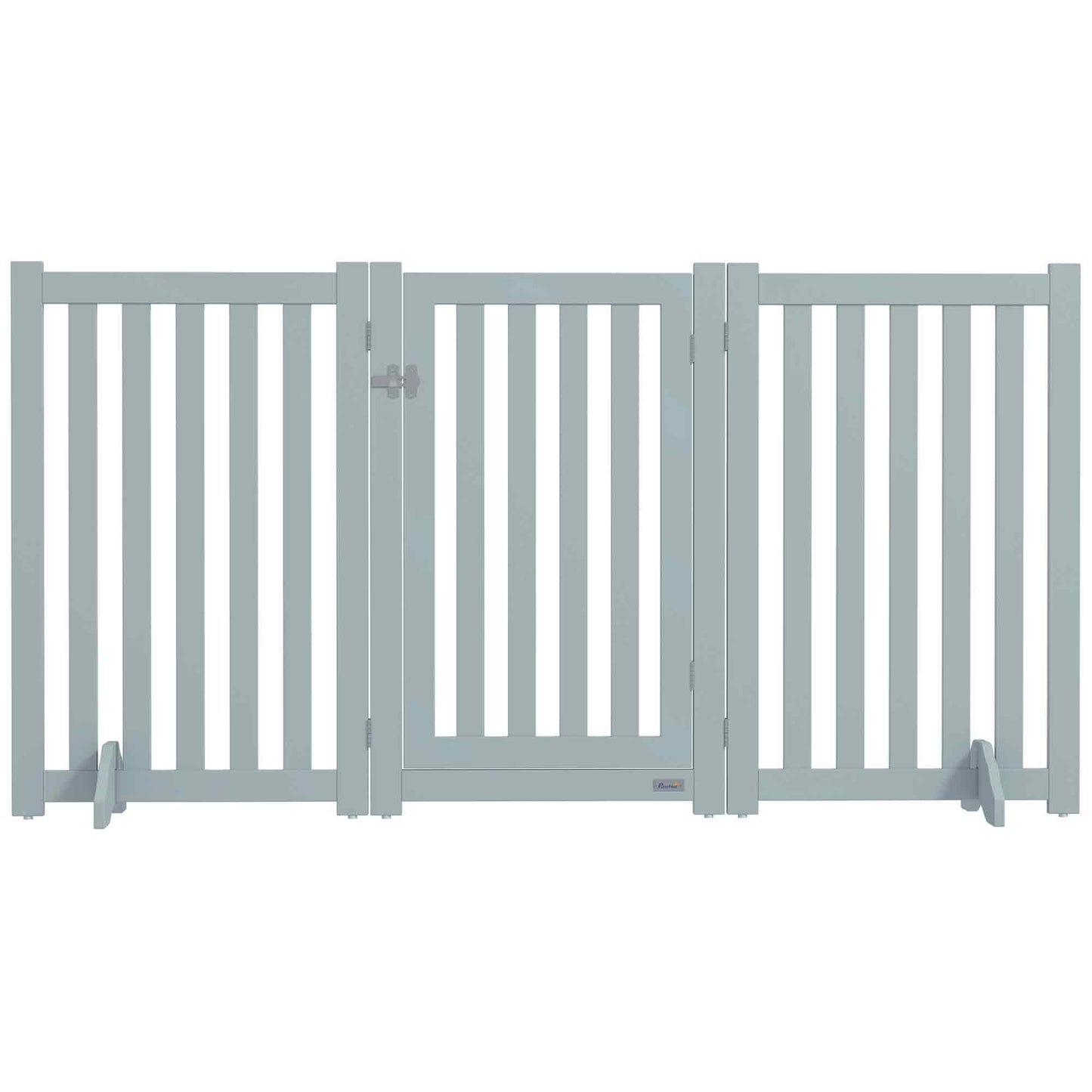31.5"H Foldable Dog Gate with Door, 3 Panels Freestanding Pet Gate Barriers Indoor with Support Feet, Puppy Fence for Small Medium Dogs, Grey