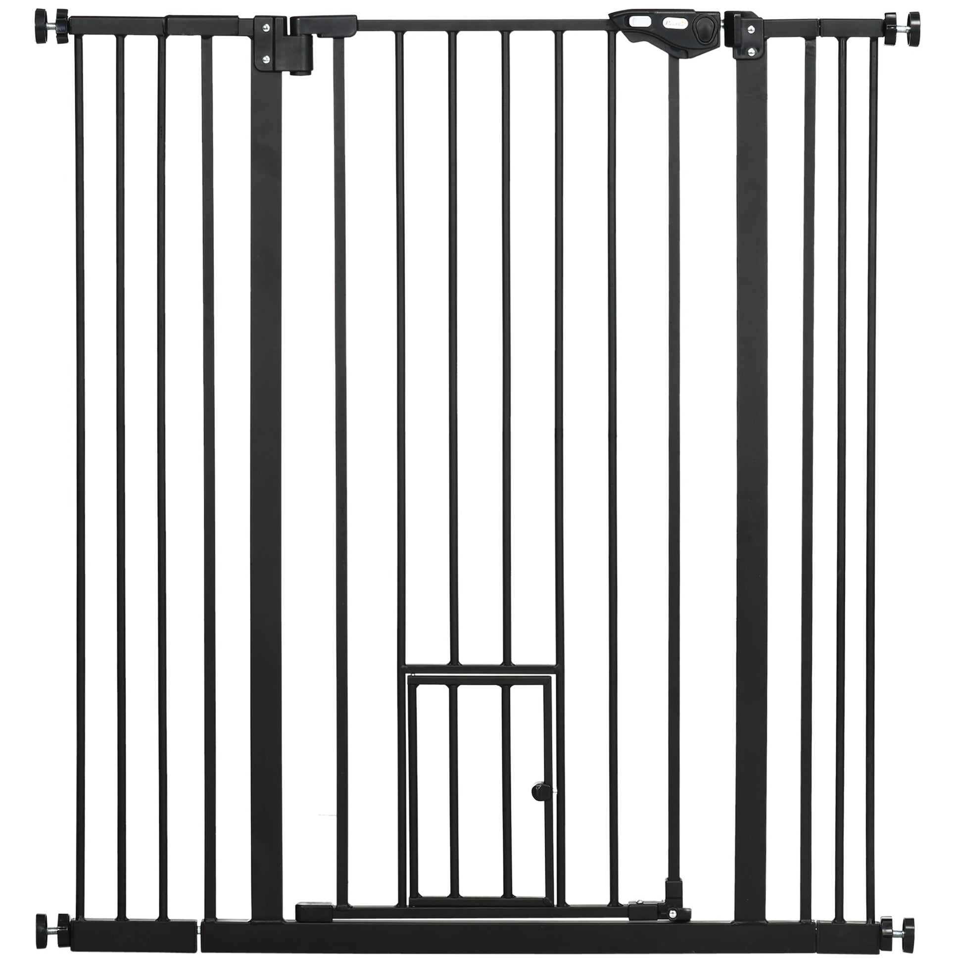 41"H Dog Gate with Cat Door, Pet Gate with Small Door, Easy Open Indoor Dog Gates for Doorways, House, Stair, 29"-40" Long, Black
