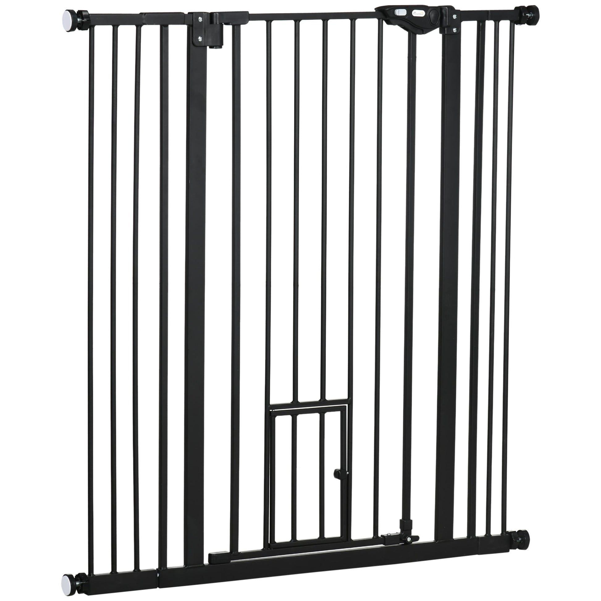 41"H Dog Gate with Cat Door, Pet Gate with Small Door, Easy Open Indoor Dog Gates for Doorways, House, Stair, 29"-40" Long, Black