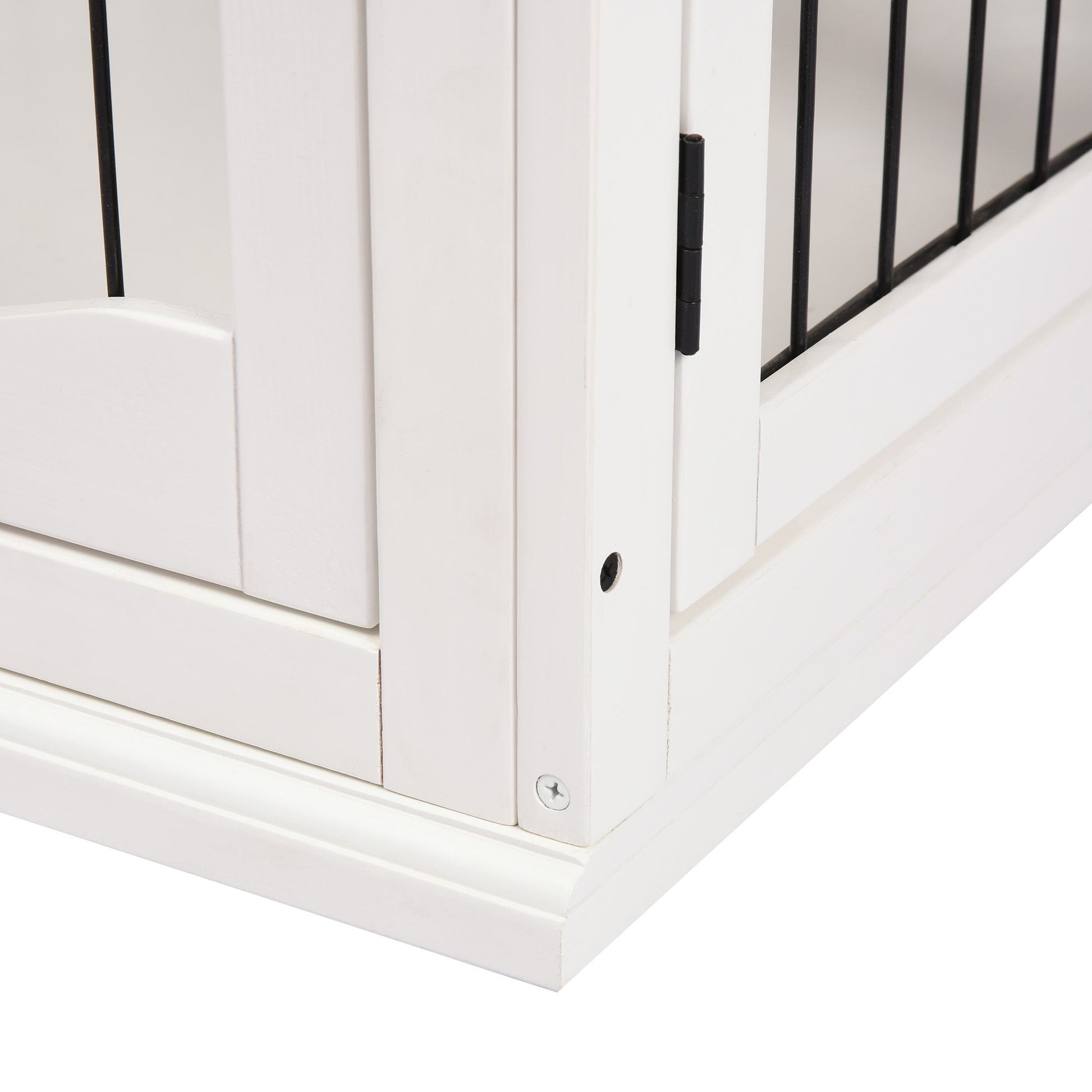 32" Wooden Dog Crate Furniture Dog Cage, Modern Side Table Pet Kennel with Double Lockable Door, 32" L x 23" W x 26" H, White