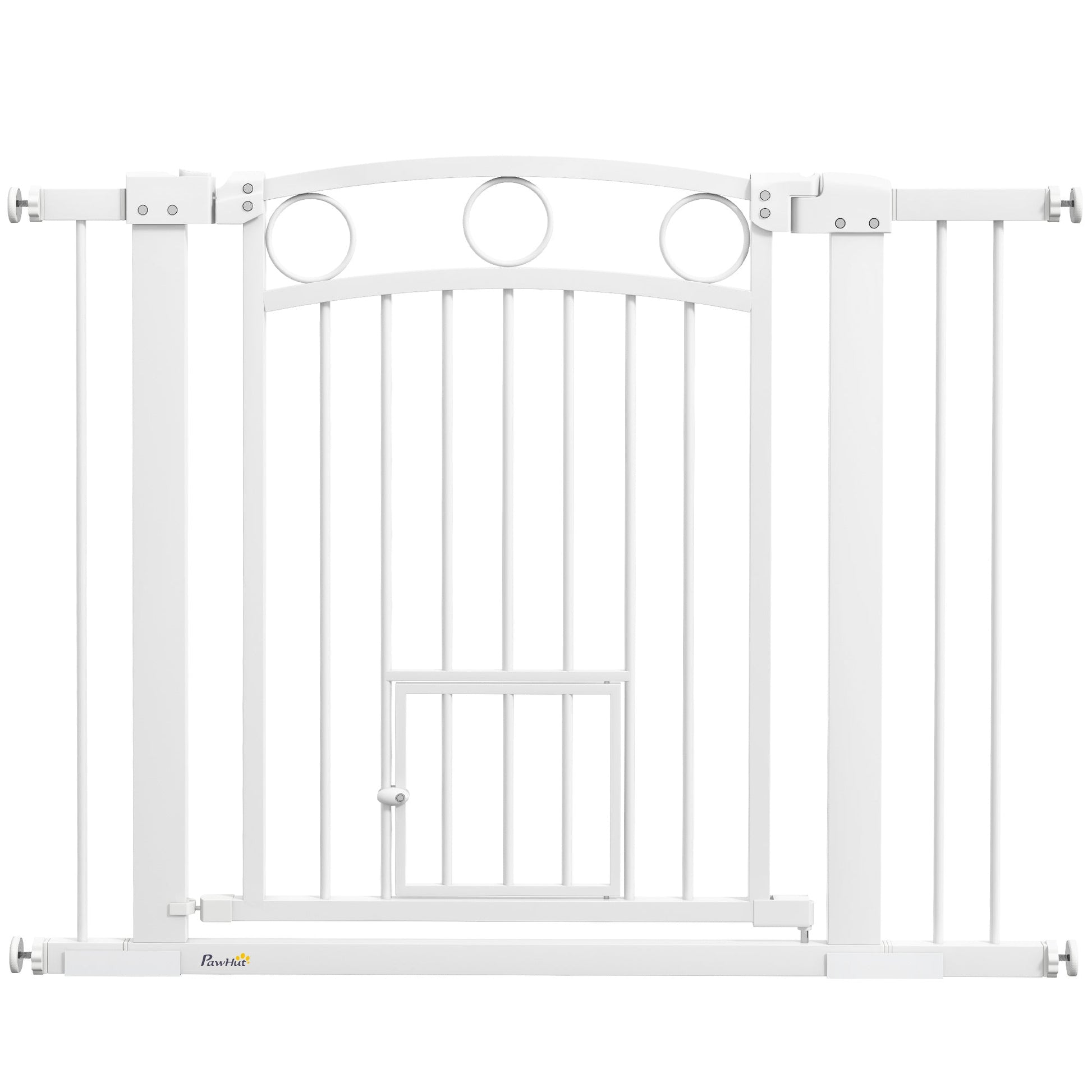 Dog Gate, 30" Extra Tall Pet Gate with Cat Door, Includes 2.8" and 5.5" Extension Kits, Pressure Mounted Stair Gate for Doorways, Hallways, Stairways, 30"-41" Width