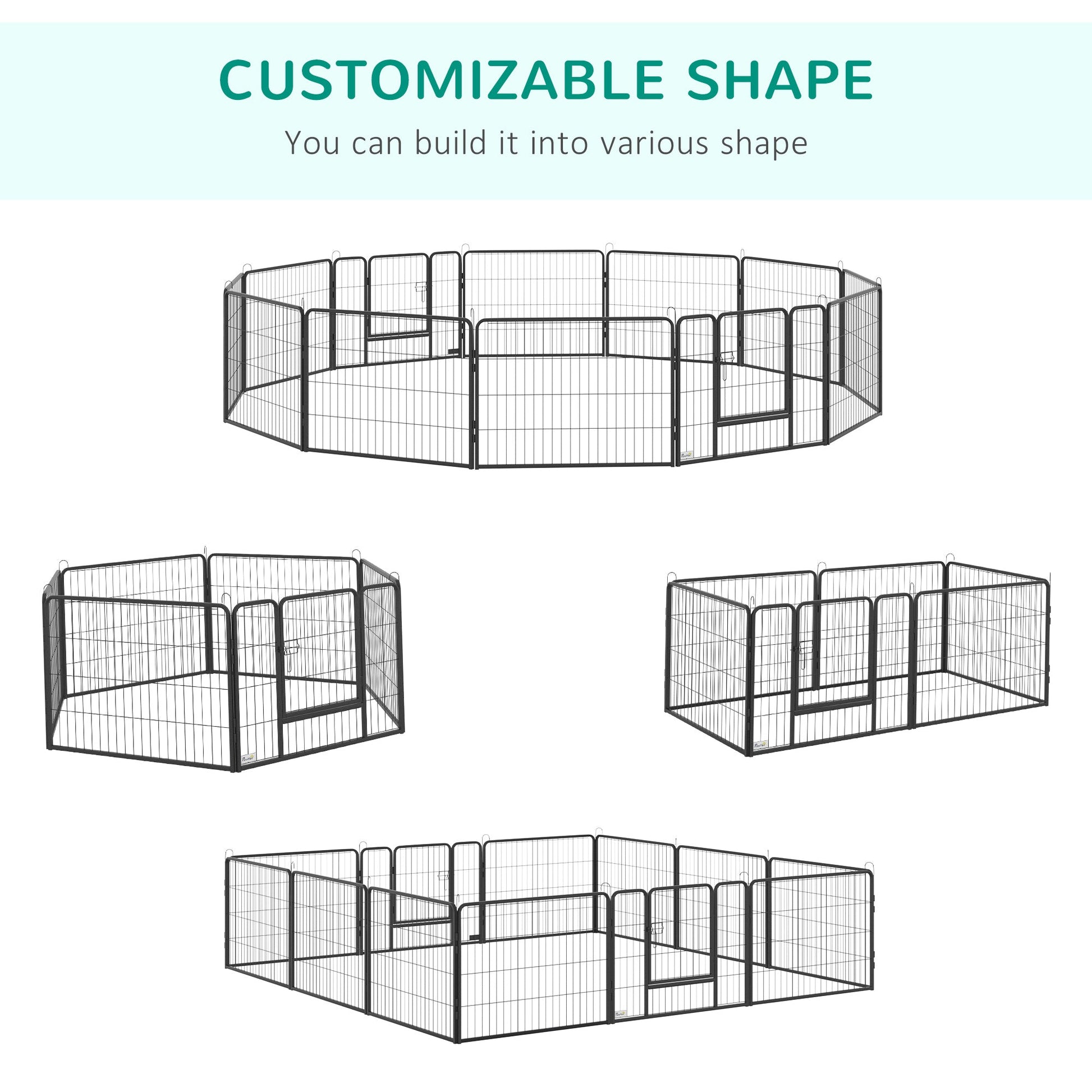 Dog Playpen, Wide 31.5"W Heavy-Duty Metal Puppy Play Pen, Pet Exercise Fences for Outside and Indoor, DIY Design with Door for Small Dogs, 12 Panels, 23.5"H