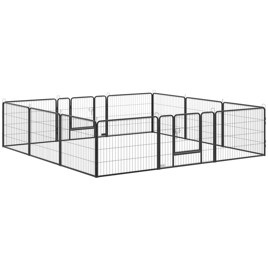 Dog Playpen, Wide 31.5"W Heavy-Duty Metal Puppy Play Pen, Pet Exercise Fences for Outside and Indoor, DIY Design with Door for Small Dogs, 12 Panels, 23.5"H