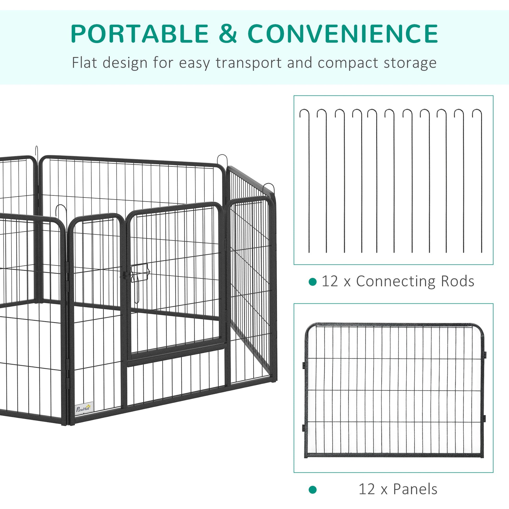 Dog Playpen, Wide 31.5"W Heavy-Duty Metal Puppy Play Pen, Pet Exercise Fences for Outside and Indoor, DIY Design with Door for Small Dogs, 12 Panels, 23.5"H