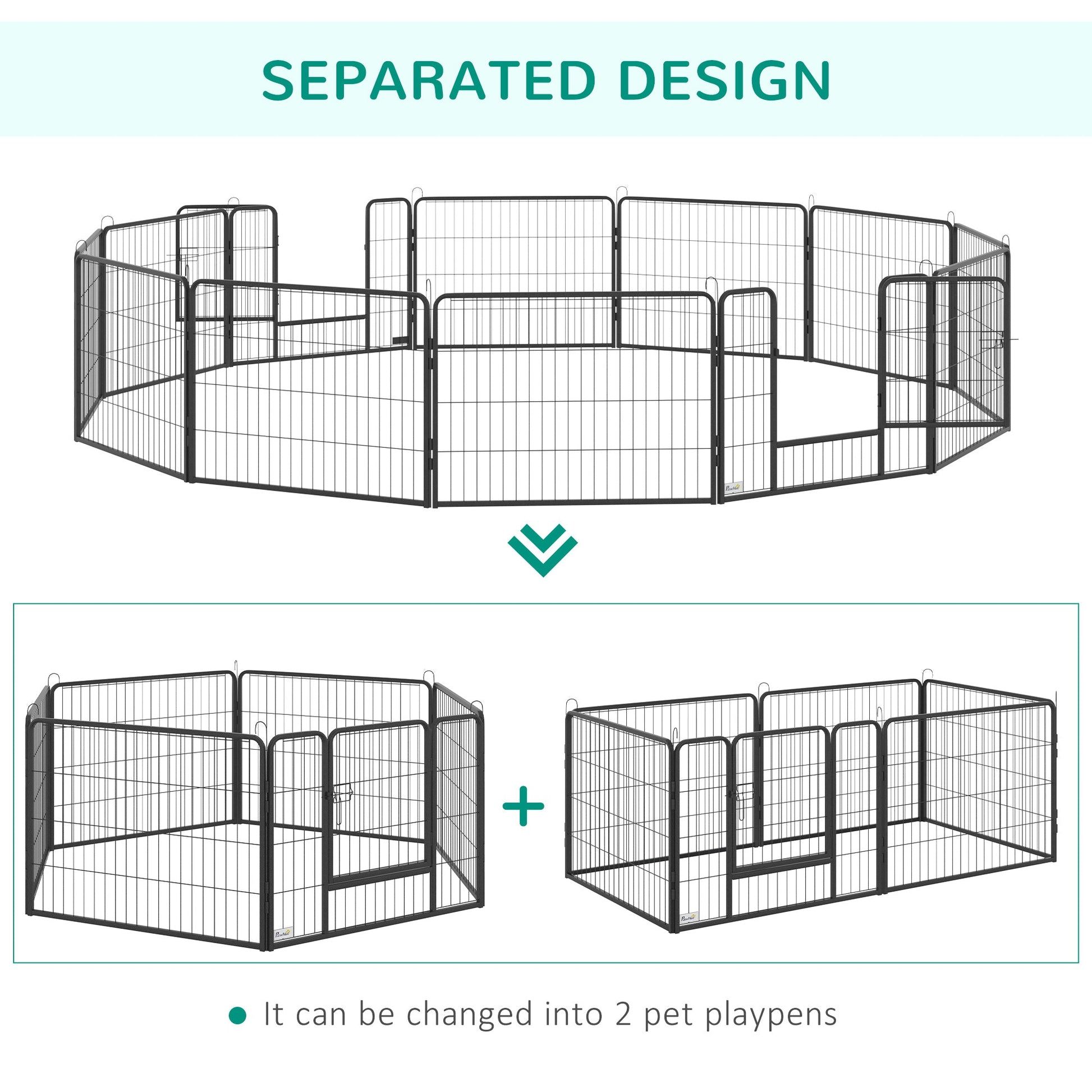 Dog Playpen, Wide 31.5"W Heavy-Duty Metal Puppy Play Pen, Pet Exercise Fences for Outside and Indoor, DIY Design with Door for Small Dogs, 12 Panels, 23.5"H