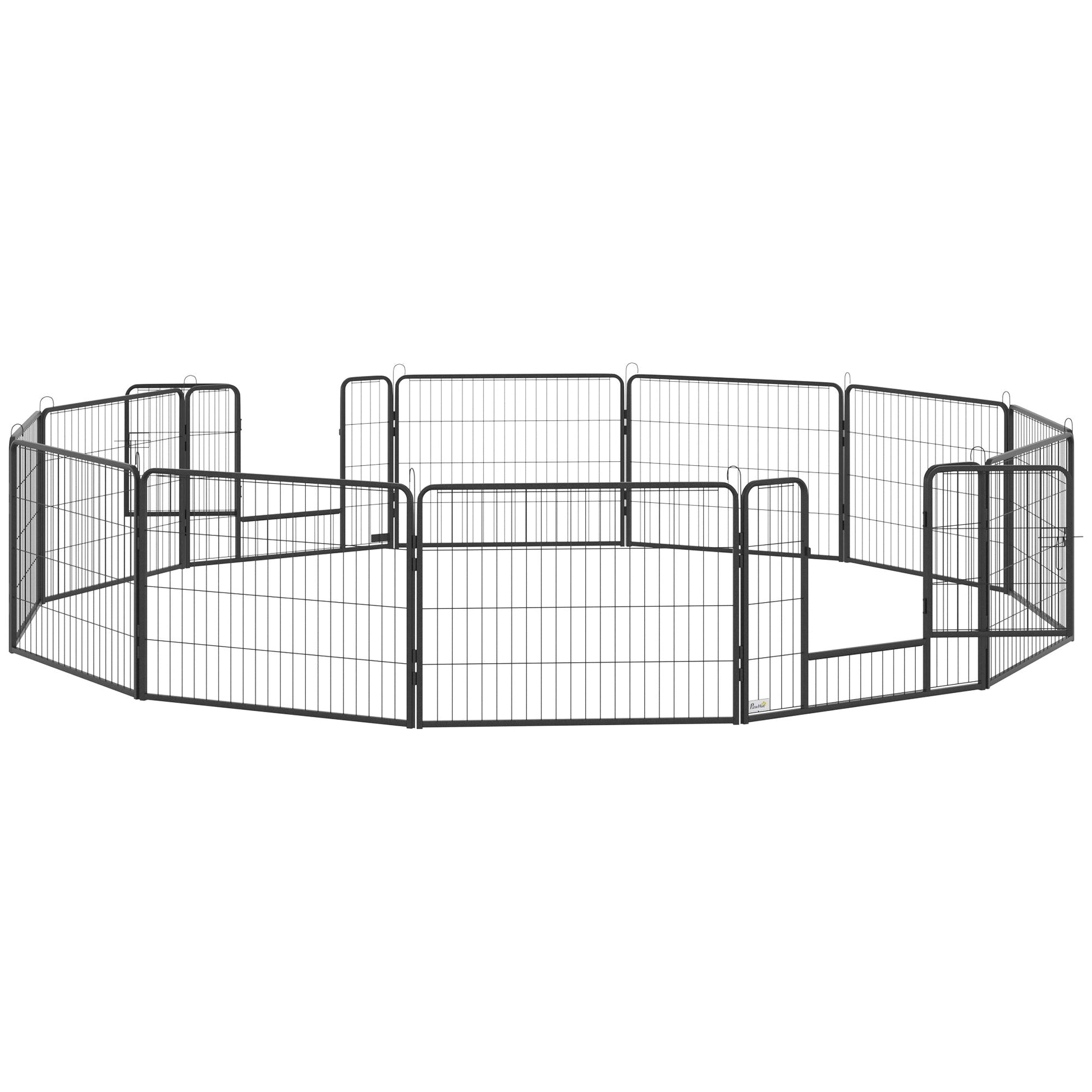 Dog Playpen, Wide 31.5"W Heavy-Duty Metal Puppy Play Pen, Pet Exercise Fences for Outside and Indoor, DIY Design with Door for Small Dogs, 12 Panels, 23.5"H