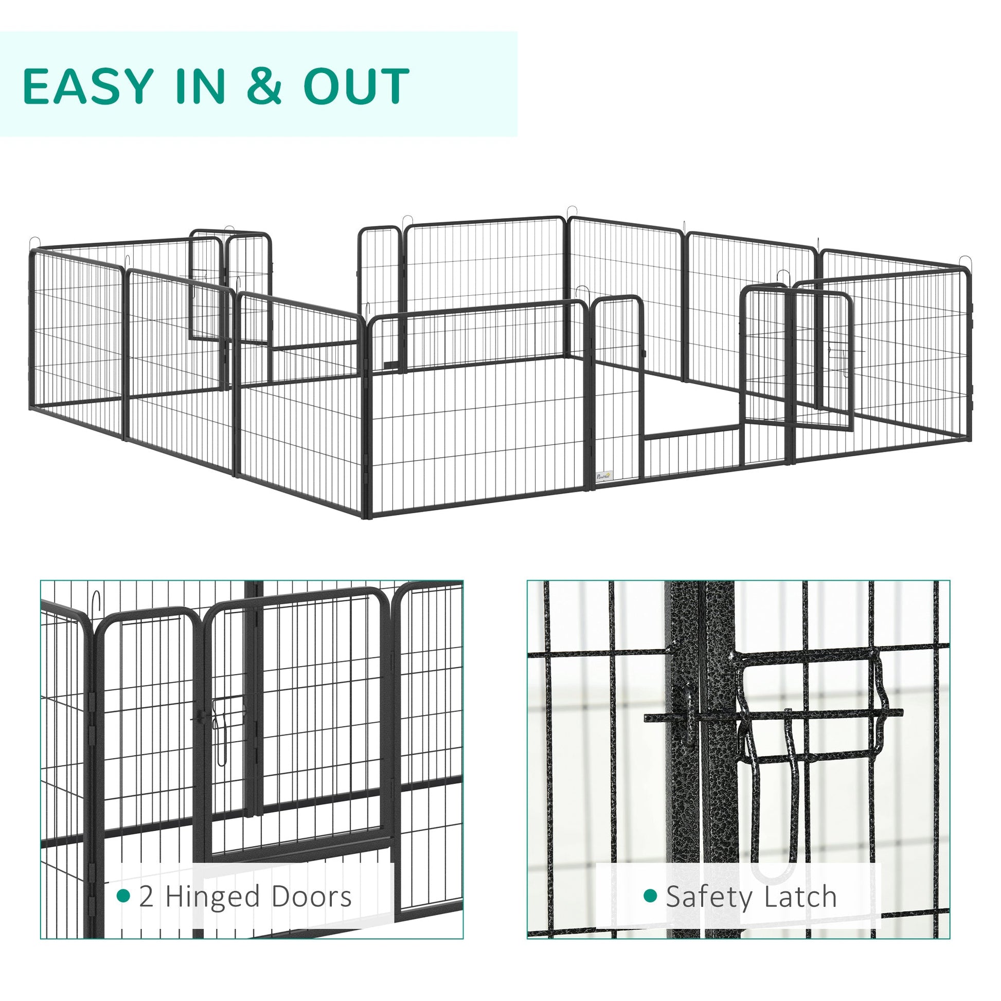 Dog Playpen, Wide 31.5"W Heavy-Duty Metal Puppy Play Pen, Pet Exercise Fences for Outside and Indoor, DIY Design with Door for Small Dogs, 12 Panels, 23.5"H