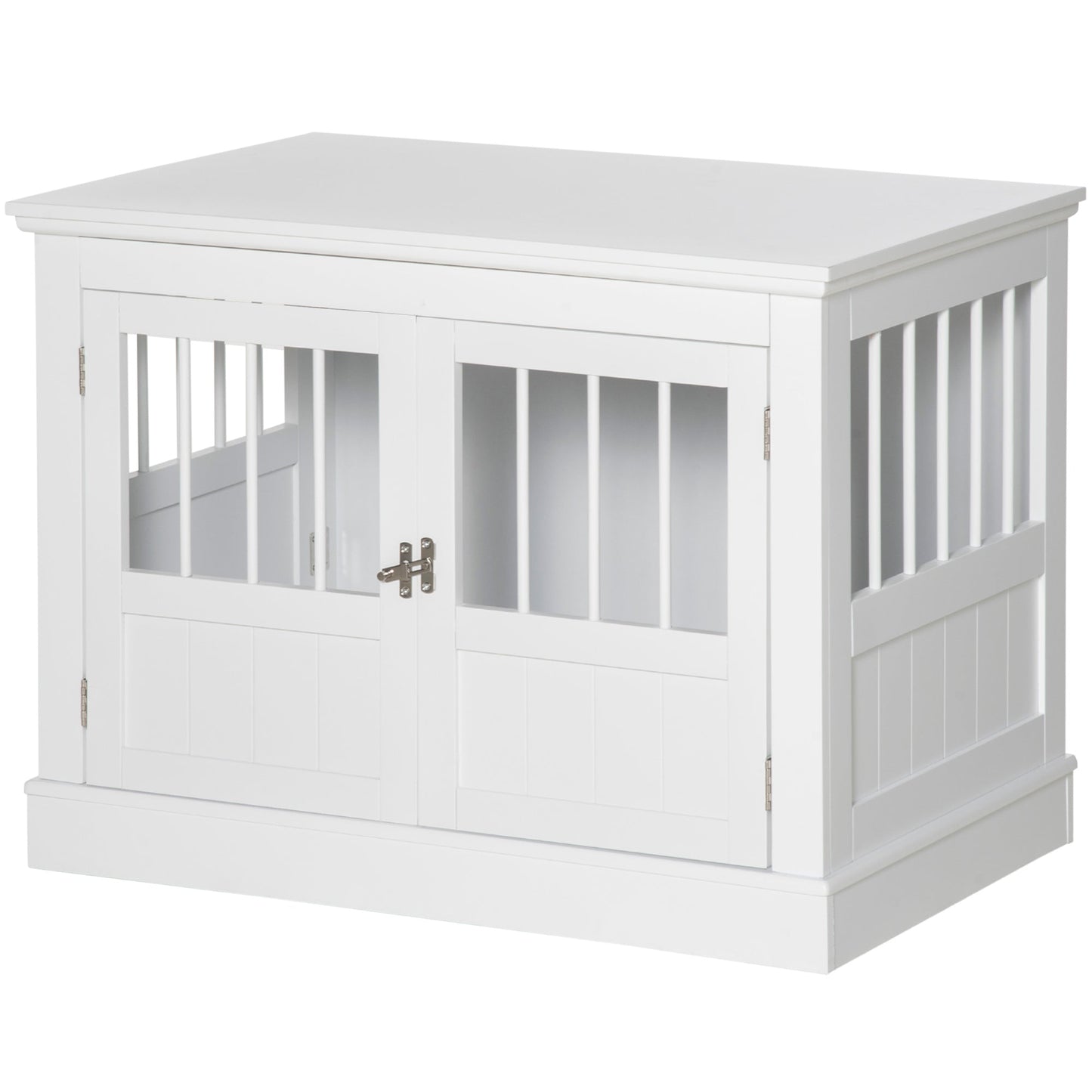 Dog Crate Furniture, 31" Dog Kennel Side End Table with Three Doors, Indoor Dog Cage for Small Dogs, White