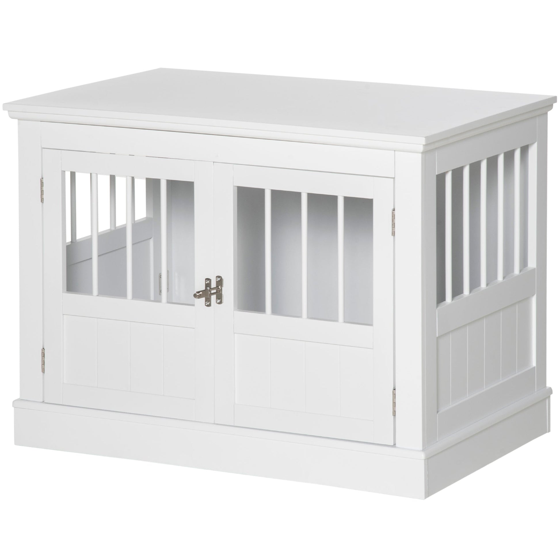 Dog Crate Furniture, 31" Dog Kennel Side End Table with Three Doors, Indoor Dog Cage for Small Dogs, White