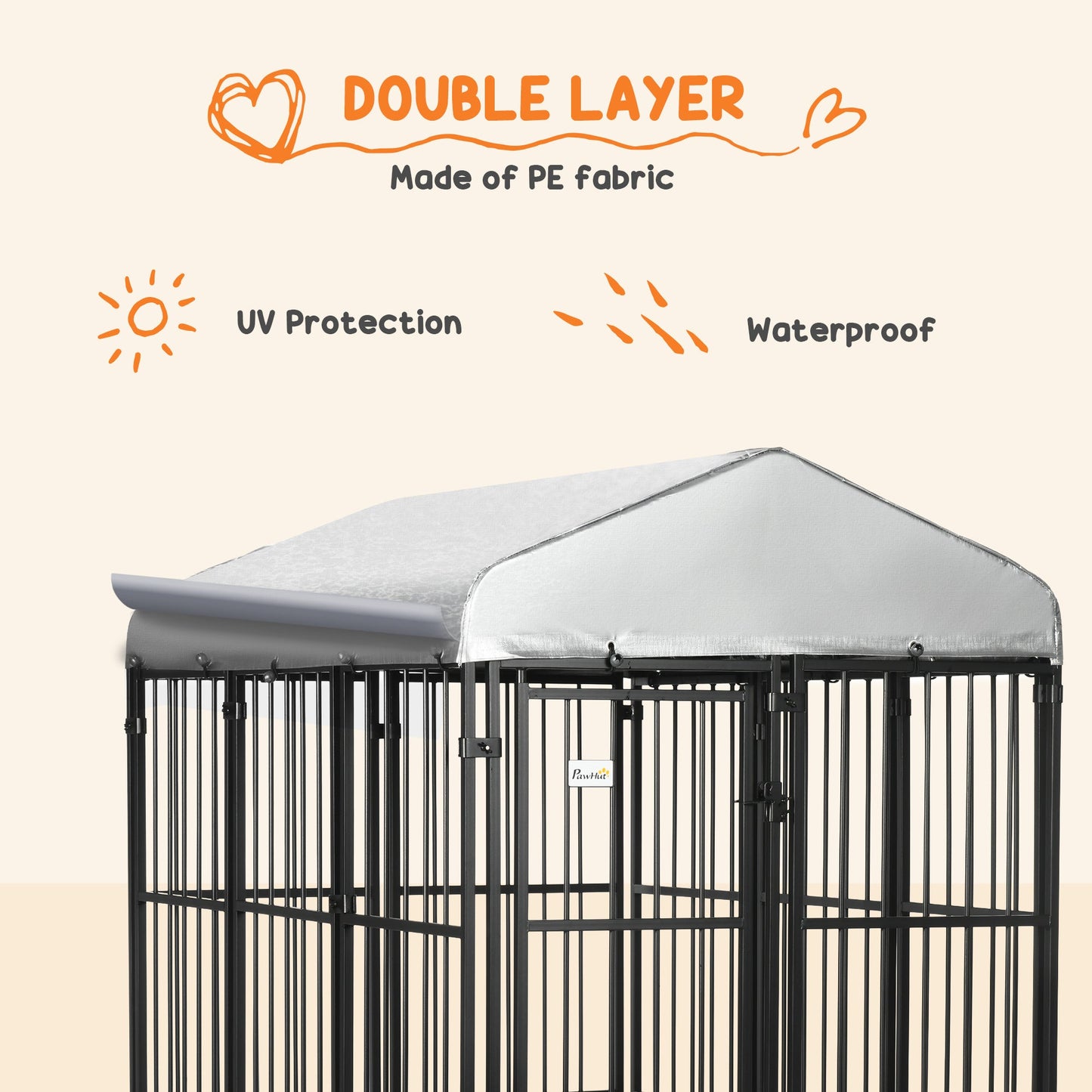 6 x 4 x 6ft Dog Kennel for Medium and Large Dogs, Outdoor Dog Playpen House with UV-Resistant Roof, Heavy-Duty Chain Link and Secure Lock