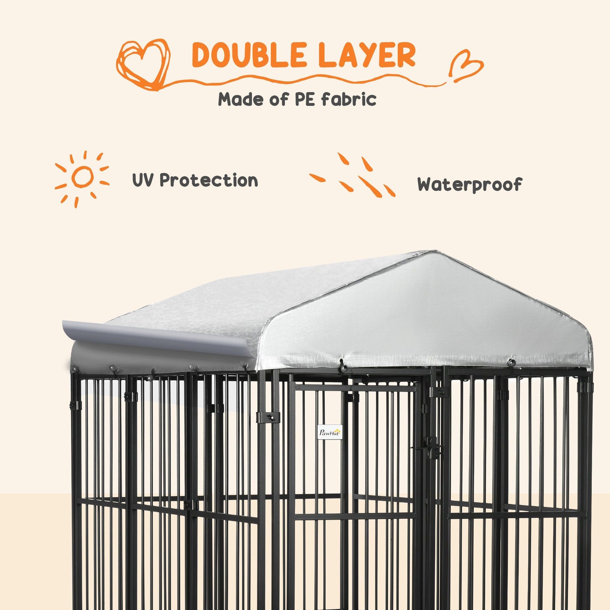 6 x 4 x 6ft Dog Kennel for Medium and Large Dogs, Outdoor Dog Playpen House with UV-Resistant Roof, Heavy-Duty Chain Link and Secure Lock