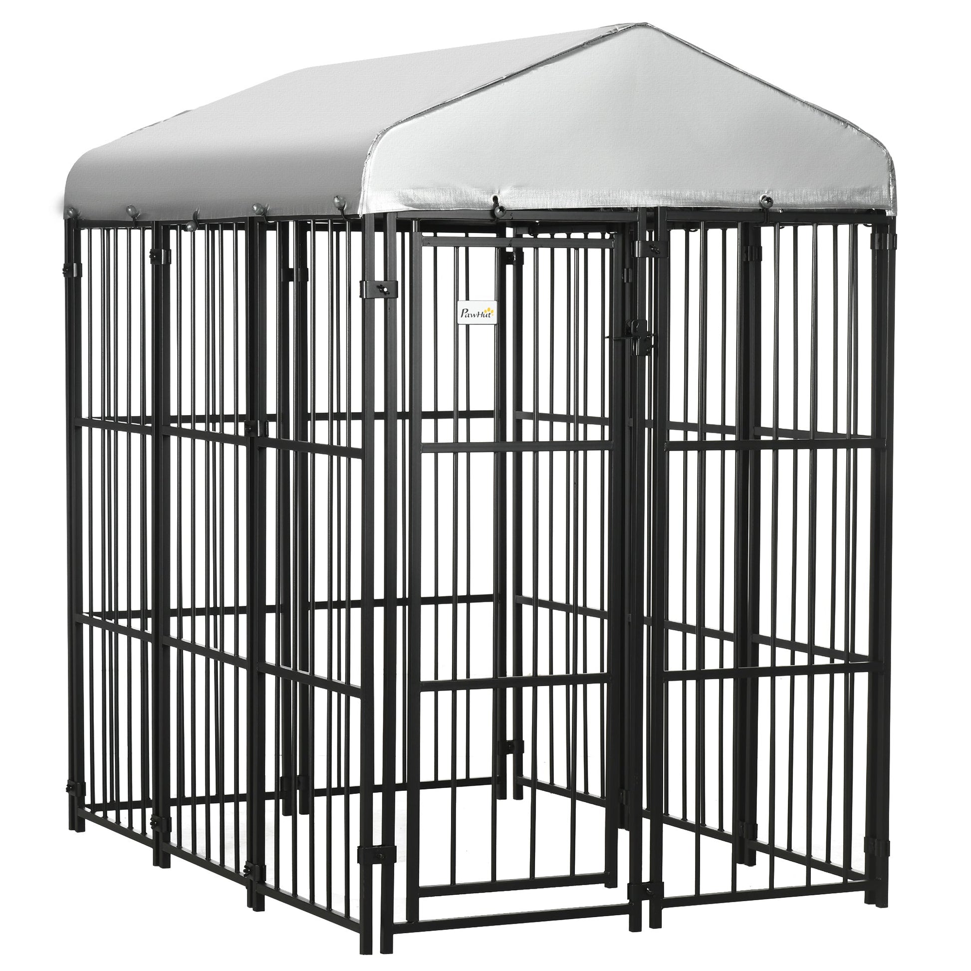 6 x 4 x 6ft Dog Kennel for Medium and Large Dogs, Outdoor Dog Playpen House with UV-Resistant Roof, Heavy-Duty Chain Link and Secure Lock