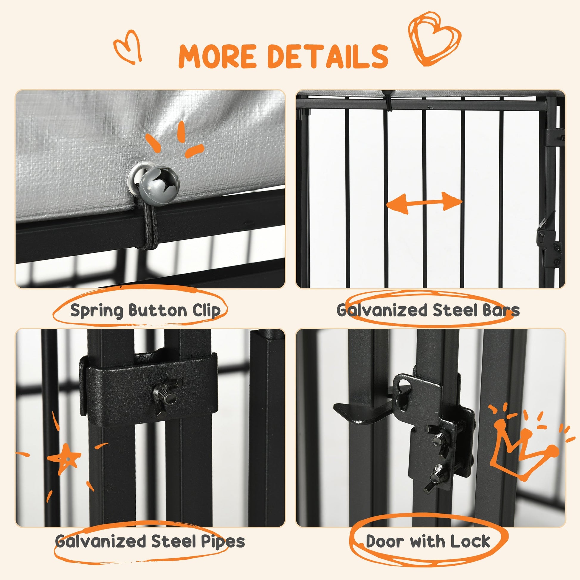 6 x 4 x 6ft Dog Kennel for Medium and Large Dogs, Outdoor Dog Playpen House with UV-Resistant Roof, Heavy-Duty Chain Link and Secure Lock