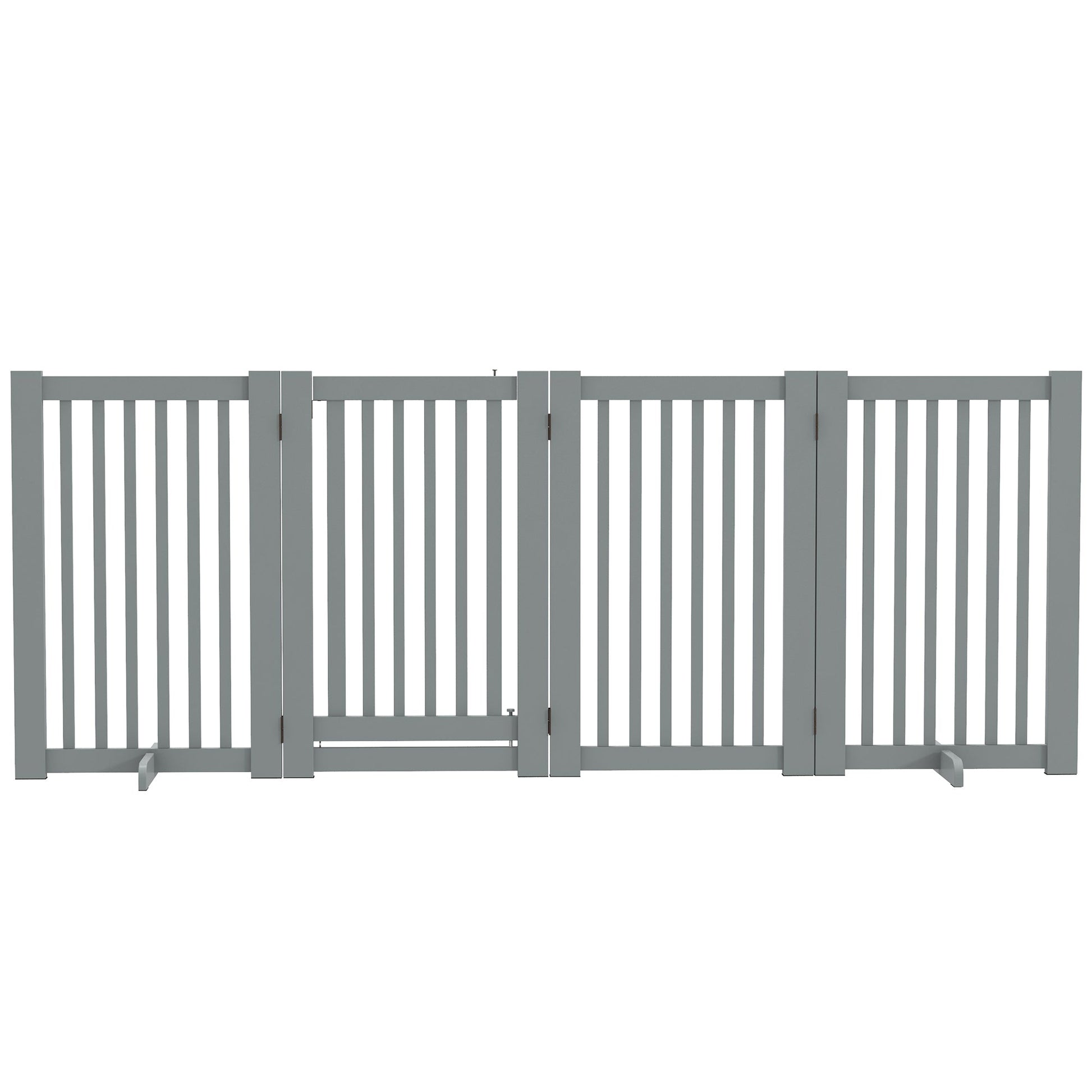 30"H Foldable Dog Gate with Door, 4 Panels Freestanding Pet Gate Barriers Indoor with Support Feet, Puppy Fence for Dogs, Light Grey