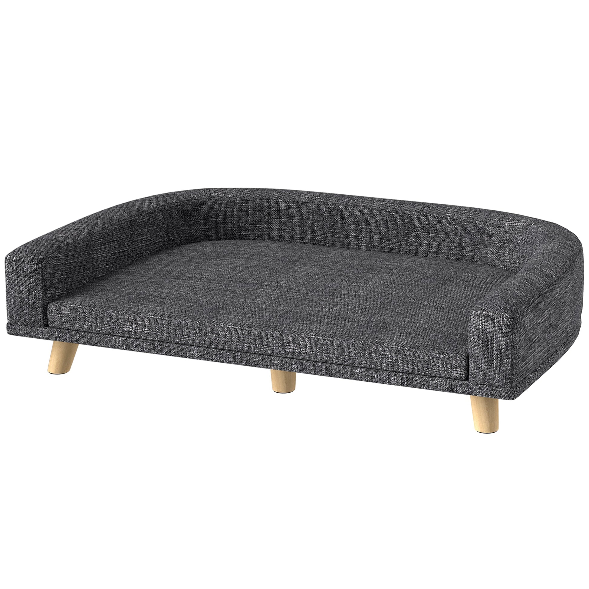 Dog Sofa, Dog Couch Bed for Large Dogs, Elevated Pet Cat Sofa Bed with Removable Washable Cover, Anti-slip Foot Pads, Dark Grey