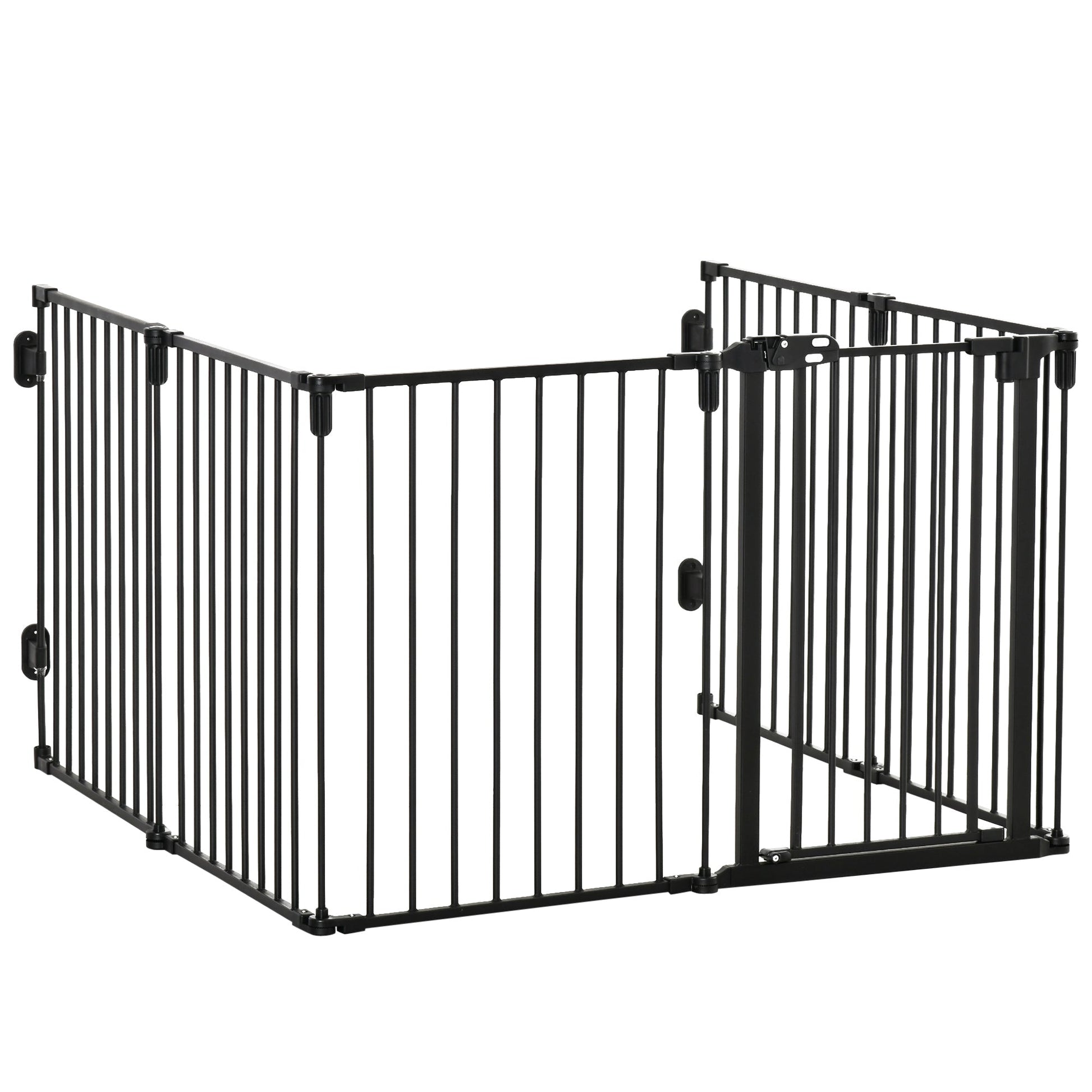 Dog Playpen DIY Adjustable, Puppy Play Pen Dog Fences Indoor with Automatically Close Lock, Pet Door for Doorway Stair, Fireplace Christmas Tree Barrier, 6-Panel, 30''H