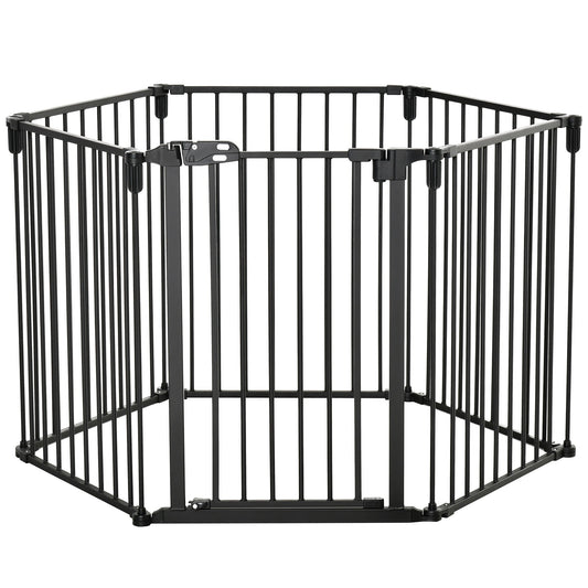Dog Playpen DIY Adjustable, Puppy Play Pen Dog Fences Indoor with Automatically Close Lock, Pet Door for Doorway Stair, Fireplace Christmas Tree Barrier, 6-Panel, 30''H