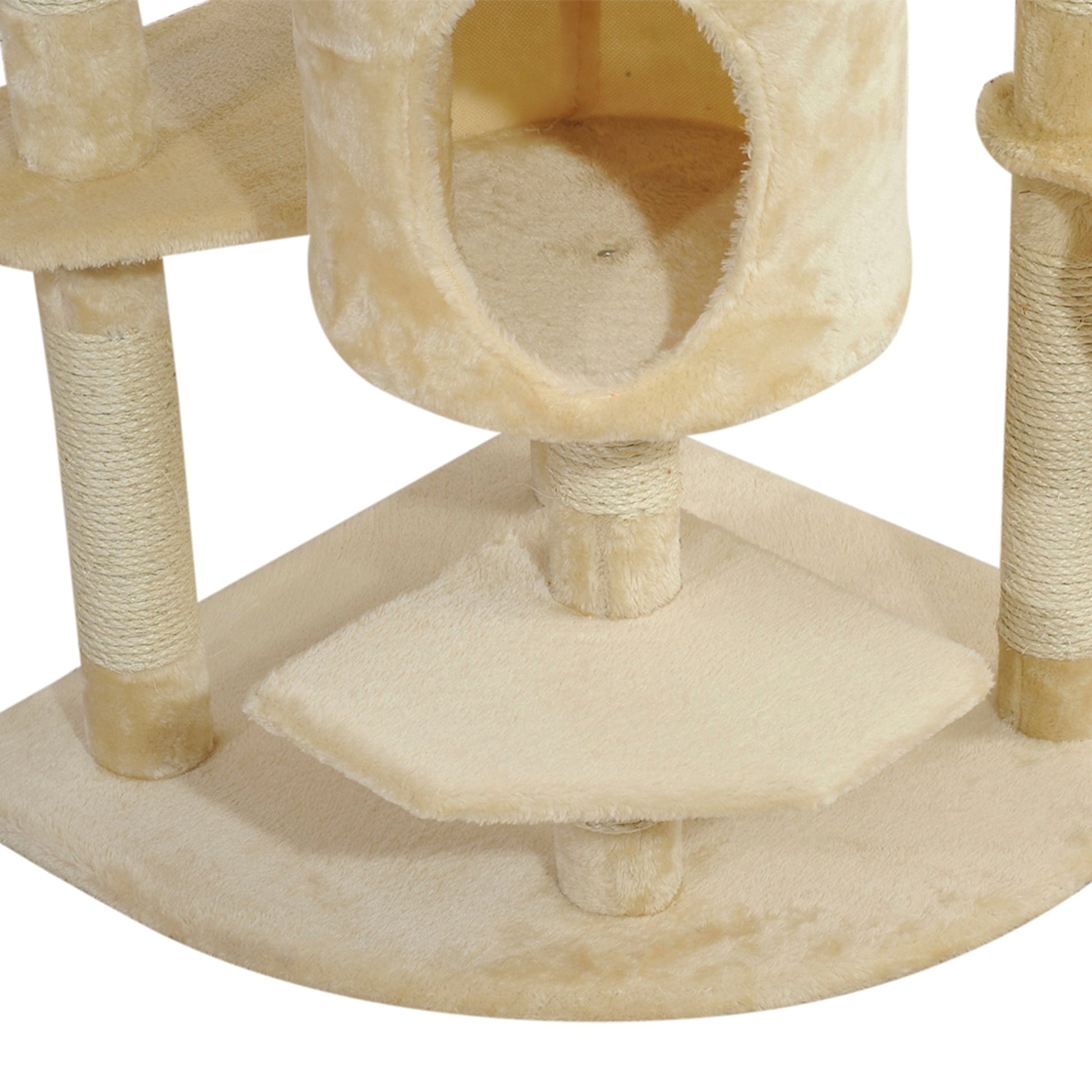 79" Cat Tree Tower, Large Cat Condo Furniture, Multi-Level Cat Tower with Scratching Posts, Cozy Hammock, Dangling Balls - Beige