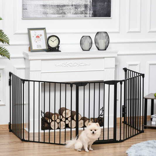 Dog Playpen Indoor, Foldable Pet Fence Puppy Pen for Small Medium Dogs with Door, 5 Panels, 29 Inch Tall, for Stairway, Doorway, Hallway, Black