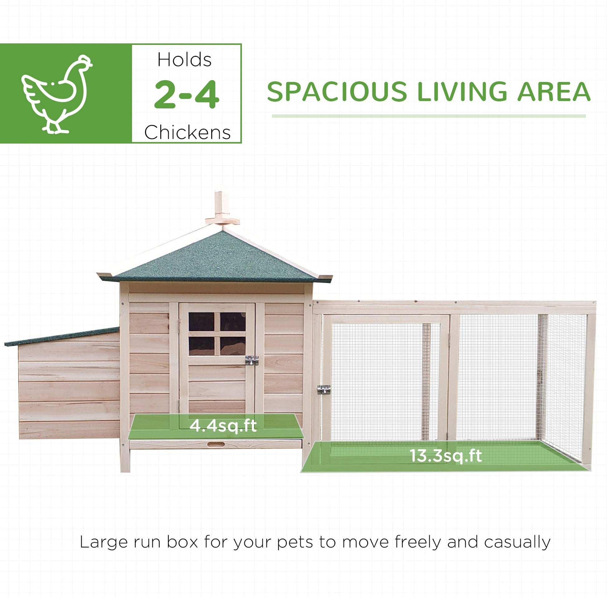 77" Chicken Coop Hen House Rabbit Hutch Poultry Cage Pen Outdoor Backyard with Nesting Box Run Natural