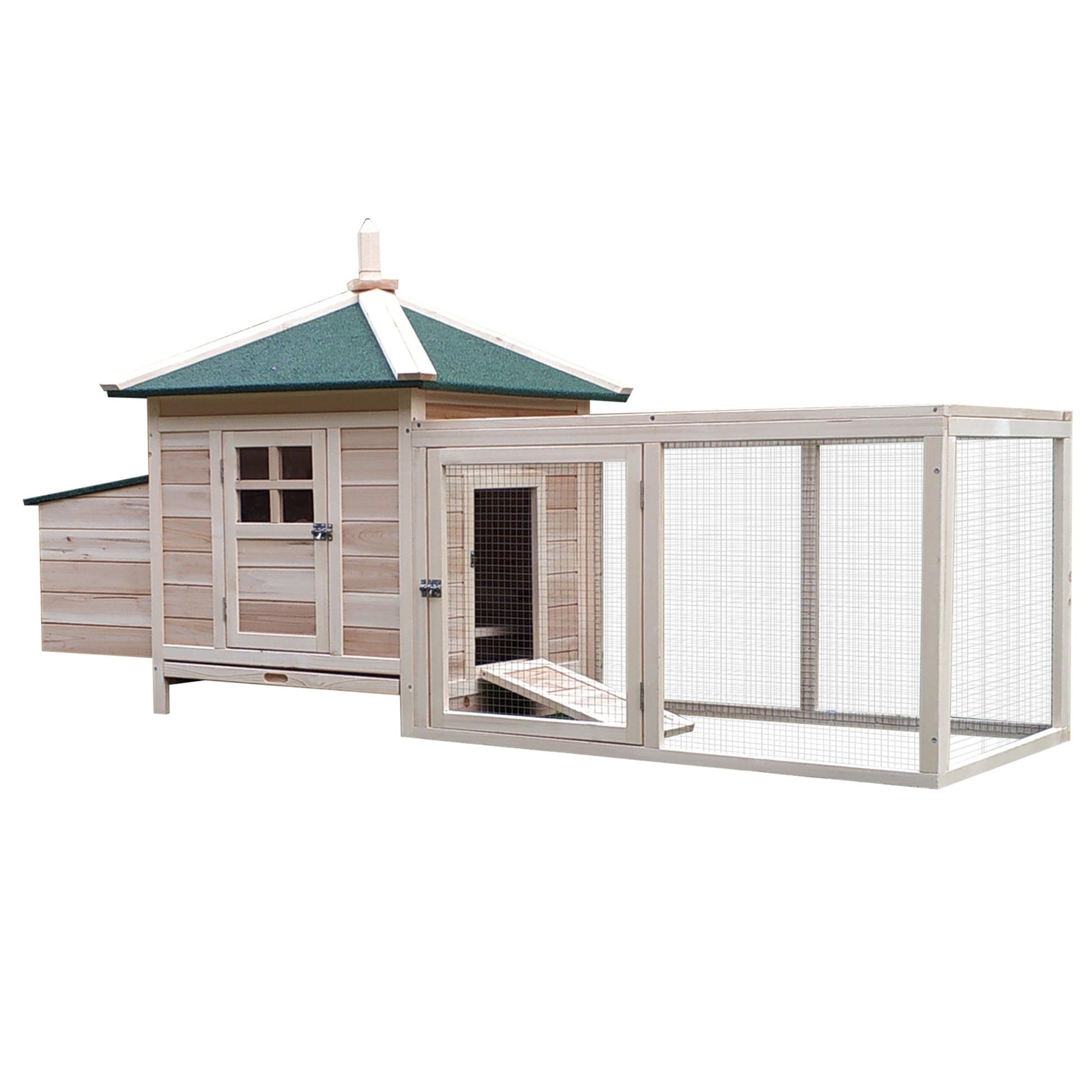 77" Chicken Coop Hen House Rabbit Hutch Poultry Cage Pen Outdoor Backyard with Nesting Box Run Natural
