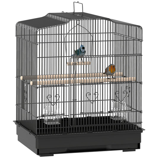 23" Bird Cage for Finches, Canaries Budgies, Parrot Cage with Accessories Handle, Black