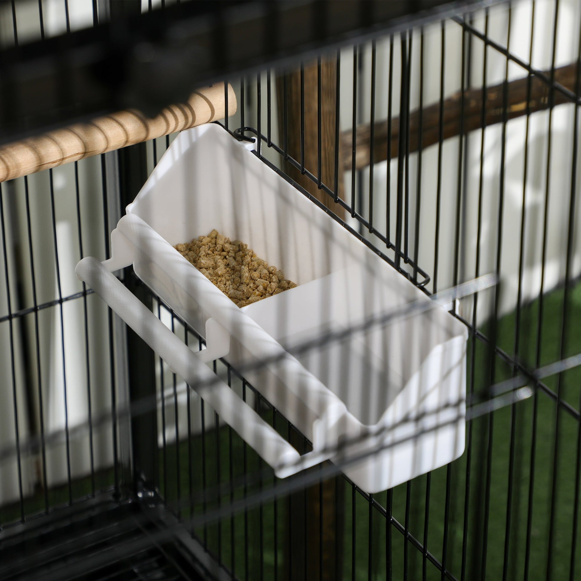 55.1" 2 In 1 Bird Cage Aviary Parakeet House for finches, budgies with Wheels, Slide-out Trays, Wood Perch, Food Containers, Black
