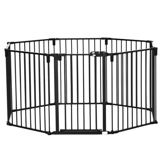 Dog Playpen DIY Adjustable, Puppy Play Pen Dog Fences Indoor with Automatically Close Lock, Pet Door for Doorway Stair, Fireplace Christmas Tree Barrier, 8-Panel, 30''H
