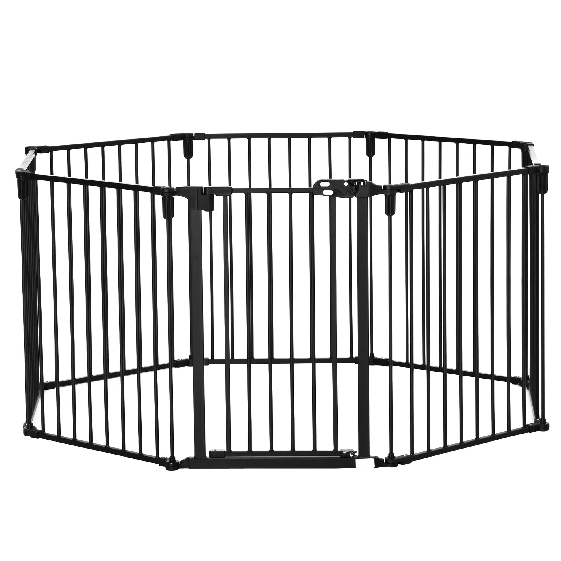 Dog Playpen DIY Adjustable, Puppy Play Pen Dog Fences Indoor with Automatically Close Lock, Pet Door for Doorway Stair, Fireplace Christmas Tree Barrier, 8-Panel, 30''H