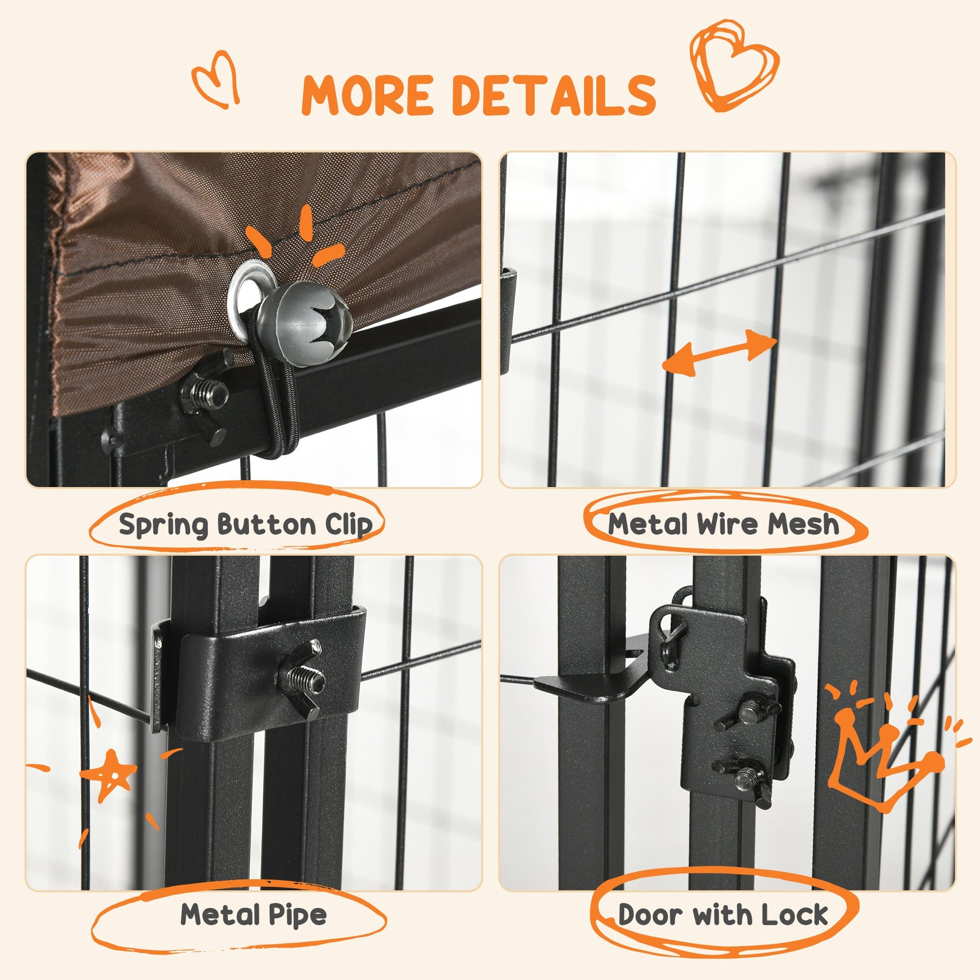 Dog Kennel Outdoor with Waterproof Canopy, Dog Run with Galvanized Chain Link, Secure Lock, for Backyard and Patio, Large and Medium Sized Dogs, Black
