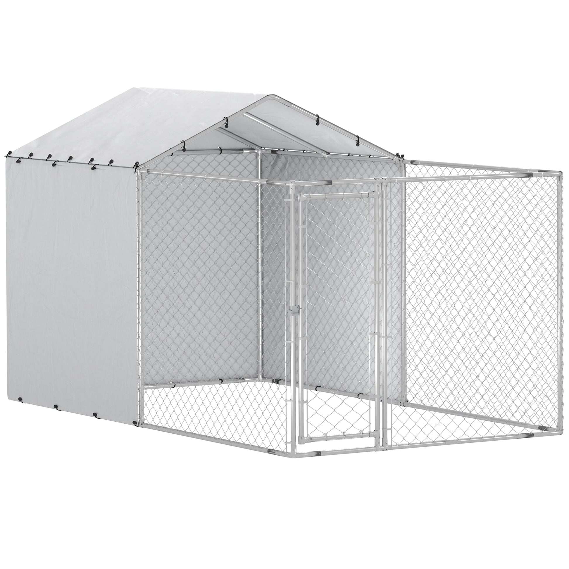 Outdoor Dog Kennel with Waterproof & UV-Resistant Cover, Dog Run with Secure Lock for Small Medium Large Dogs, 13.1' x 7.5' x 7.5'