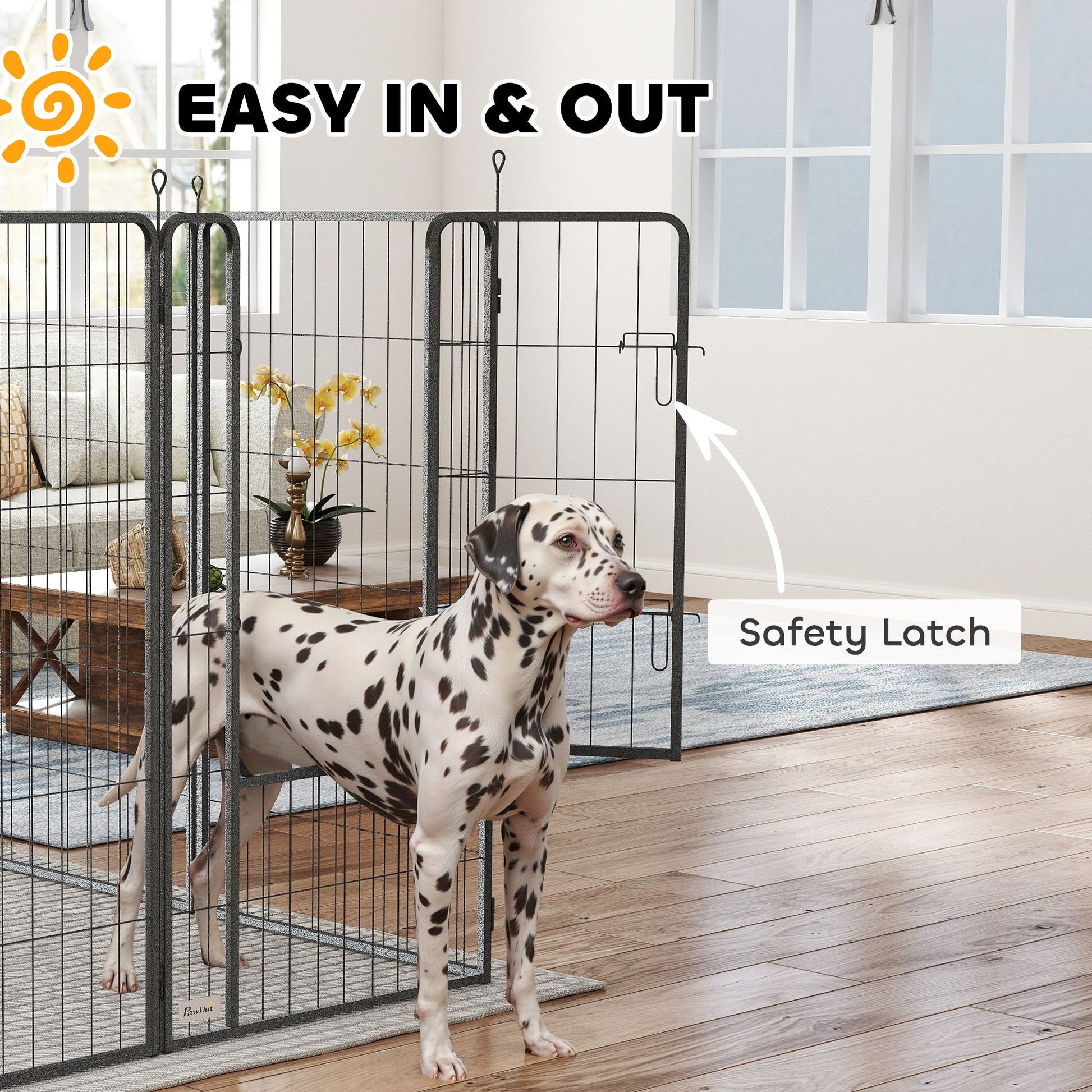 16 Panels Dog Playpen, 27"W x 47"H Heavy Duty Pet Fence with Door & Strap for Indoor Outdoor Backyard Garden, Portable & Foldable Puppy Pet Pen for Large Dogs