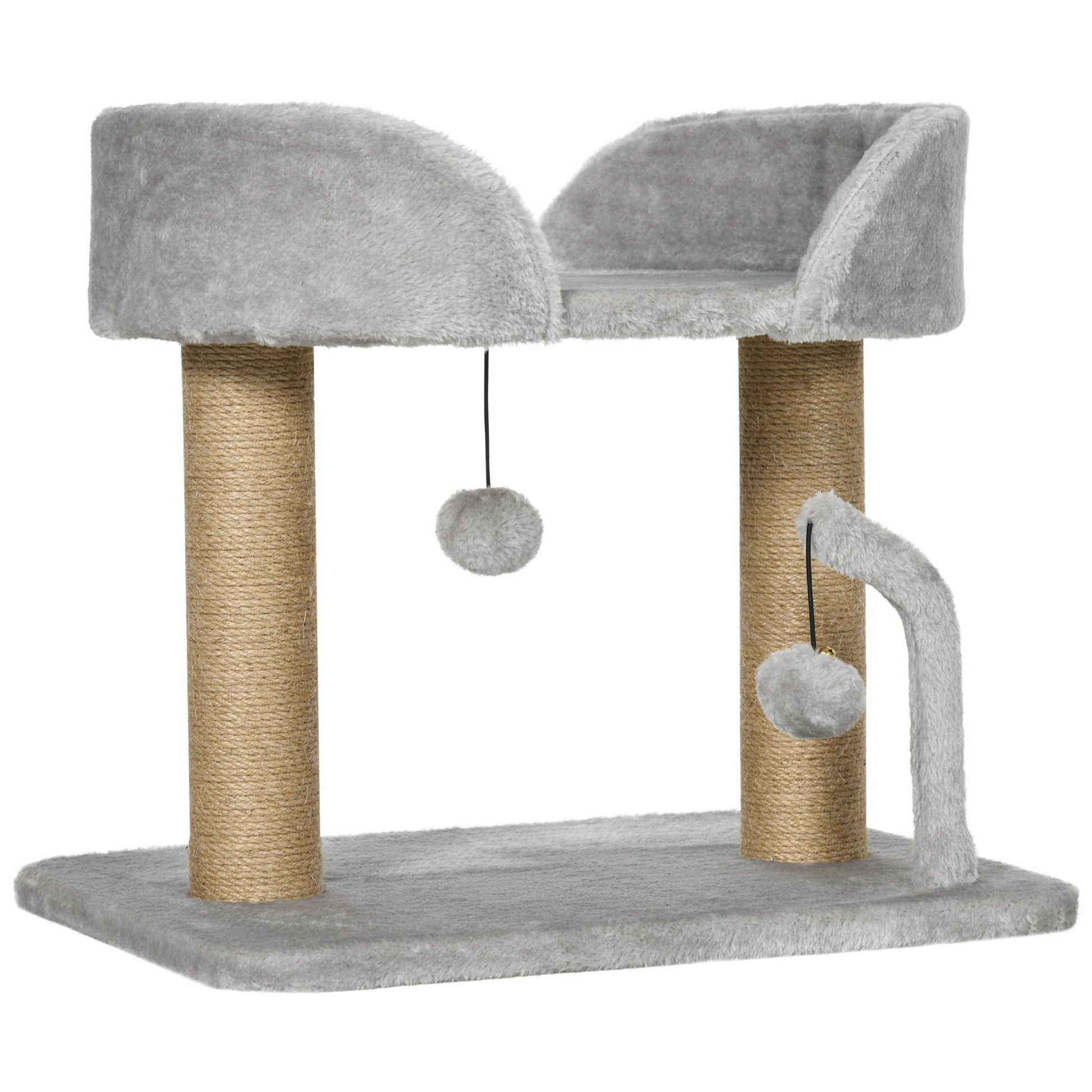 Cat Tree, 16.5" Small Cat Tower Condo for Indoor Cats with Jute Scratching Posts, Top Perch, Dangling Balls, Cat Activity Centre, Grey