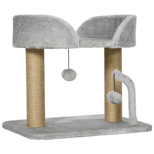 Cat Tree, 16.5" Small Cat Tower Condo for Indoor Cats with Jute Scratching Posts, Top Perch, Dangling Balls, Cat Activity Centre, Grey