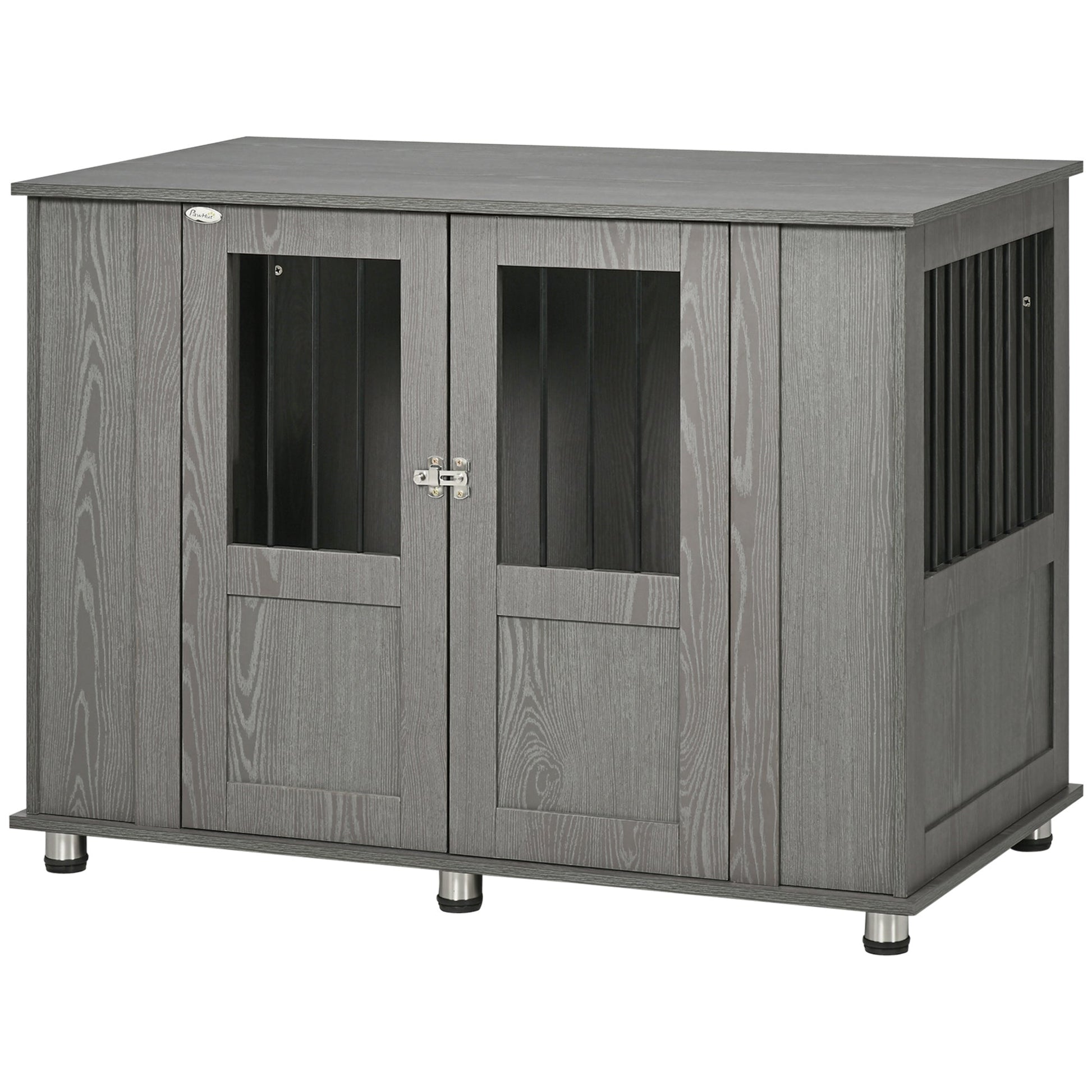 Dog Crate Furniture with Lockable Magnetic Door, Adjustable feet, Indoor Dog Kennel End Table for Extra Large, Medium & Small Dogs, Grey