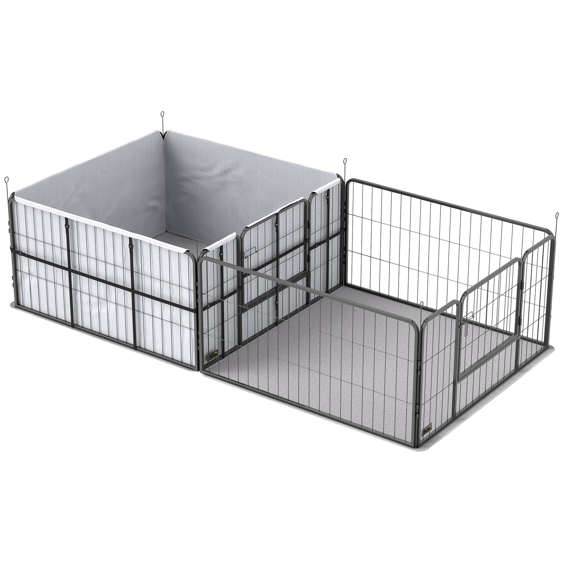 Whelping Box for Dogs and Puppies, 23.5"H, 7 Panels Puppy Playpen with Windproof Oxford Fabric Cloth, Washable Pee Pad, Pet Playpen with Door, for Medium & Large Dogs