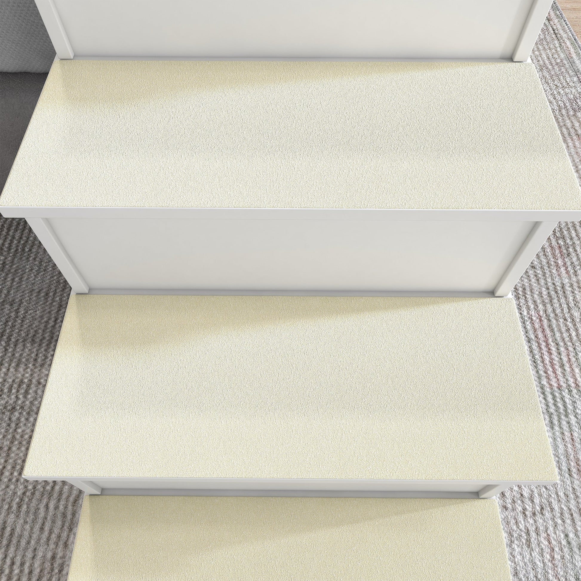 Pet Stairs Dog Steps for High Bed, 4 Levels Dog Stairs for Car, Wooden Cat Ladder with Non-Slip Carpet, 15.7" L x 23.2" W x 21.3" H, White