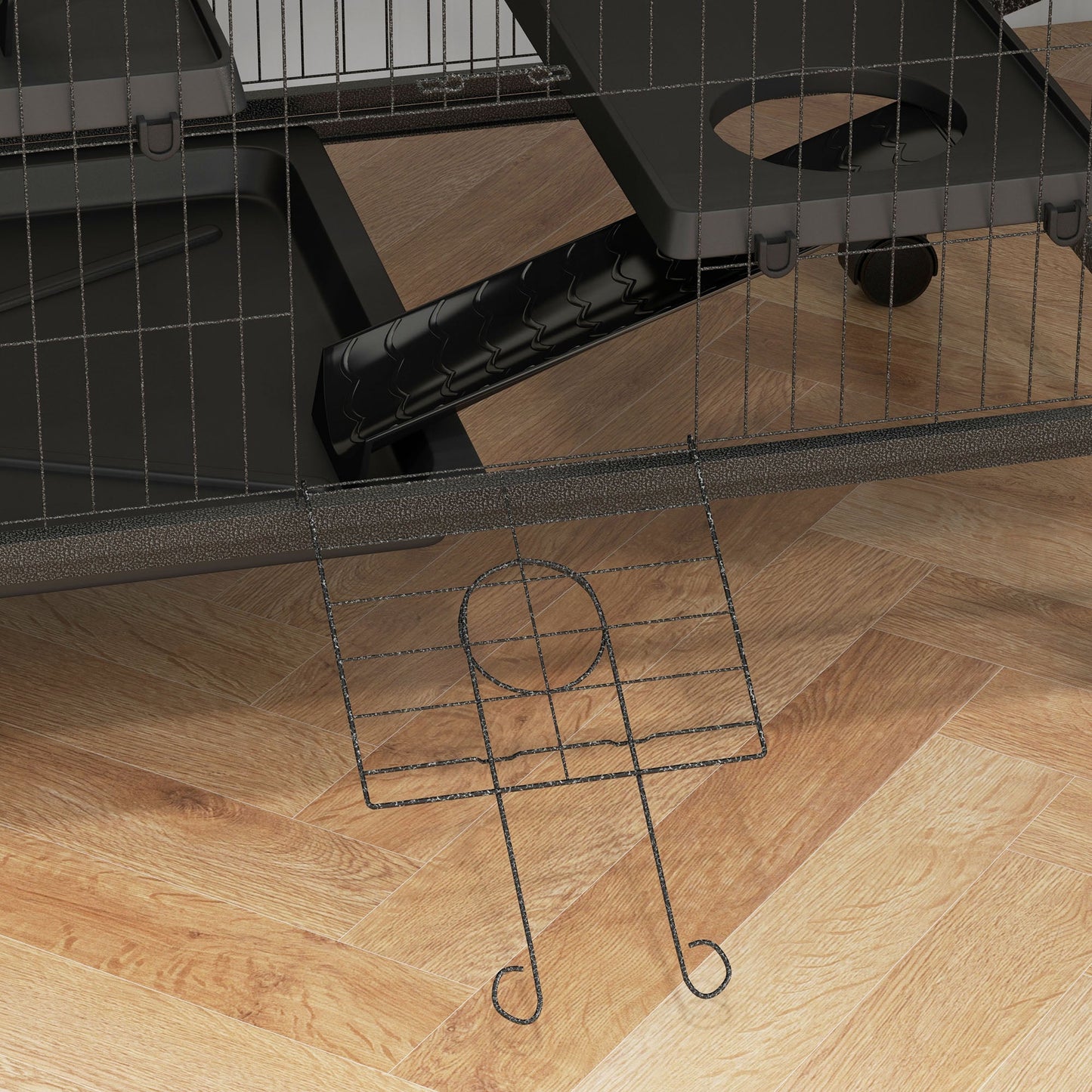 5-Tier Rolling Small Animal Cage, Deluxe Guinea Pig Cage, Ferret Cage for Mink Chinchilla Kitten Rabbit, Small Pet Play House with Hammock Platform, Ramp, Tray, Dark Grey