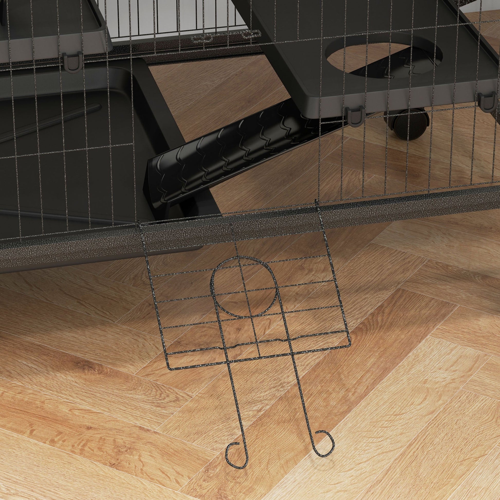 5-Tier Rolling Small Animal Cage, Deluxe Guinea Pig Cage, Ferret Cage for Mink Chinchilla Kitten Rabbit, Small Pet Play House with Hammock Platform, Ramp, Tray, Dark Grey