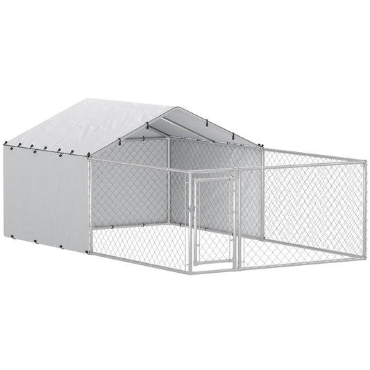 Outdoor Dog Kennel with Waterproof & UV-Resistant Cover, Dog Run with Secure Lock for Small Medium Large Dogs, 13.1' x 7.5' x 4.9'