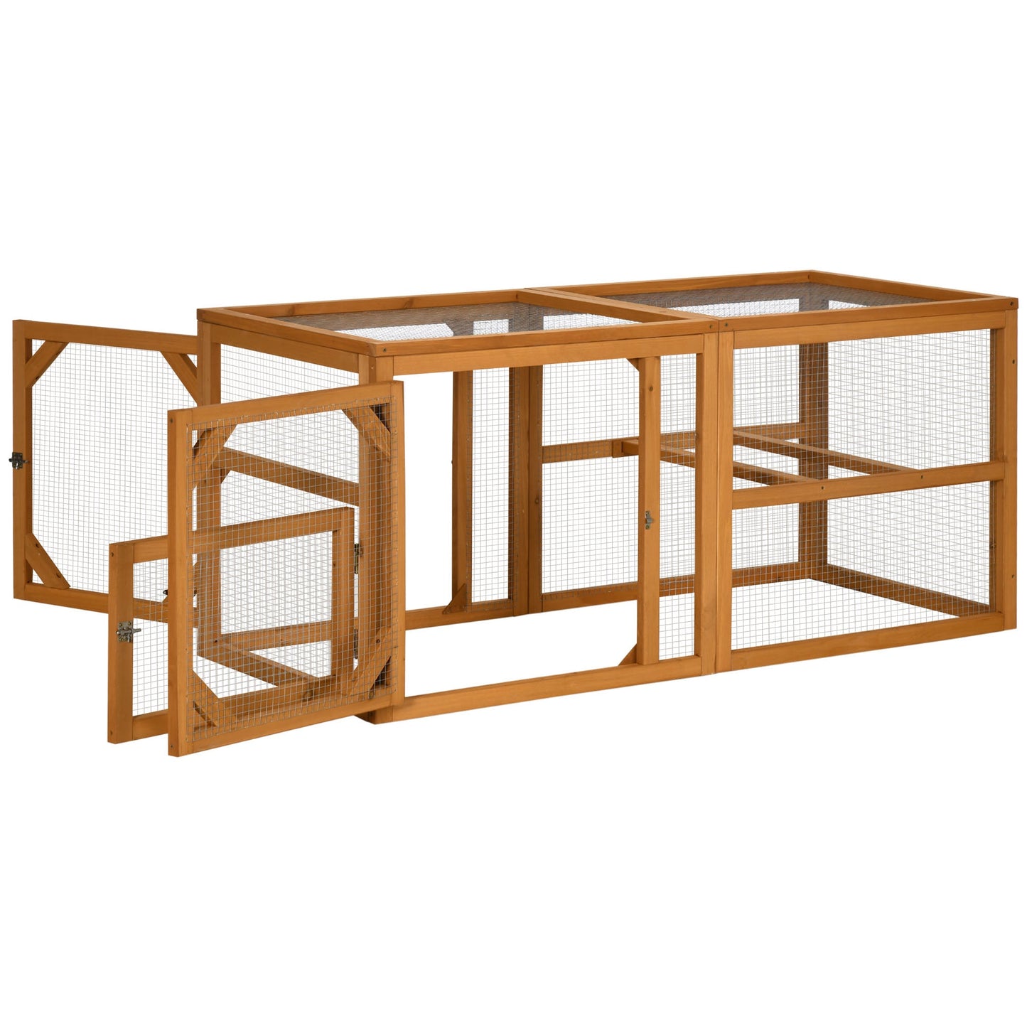 55" Wooden Chicken Coop Extension, Chicken Cage Outdoor with Roosting Bars, Combinable Design Chicken Run Hen House, Orange
