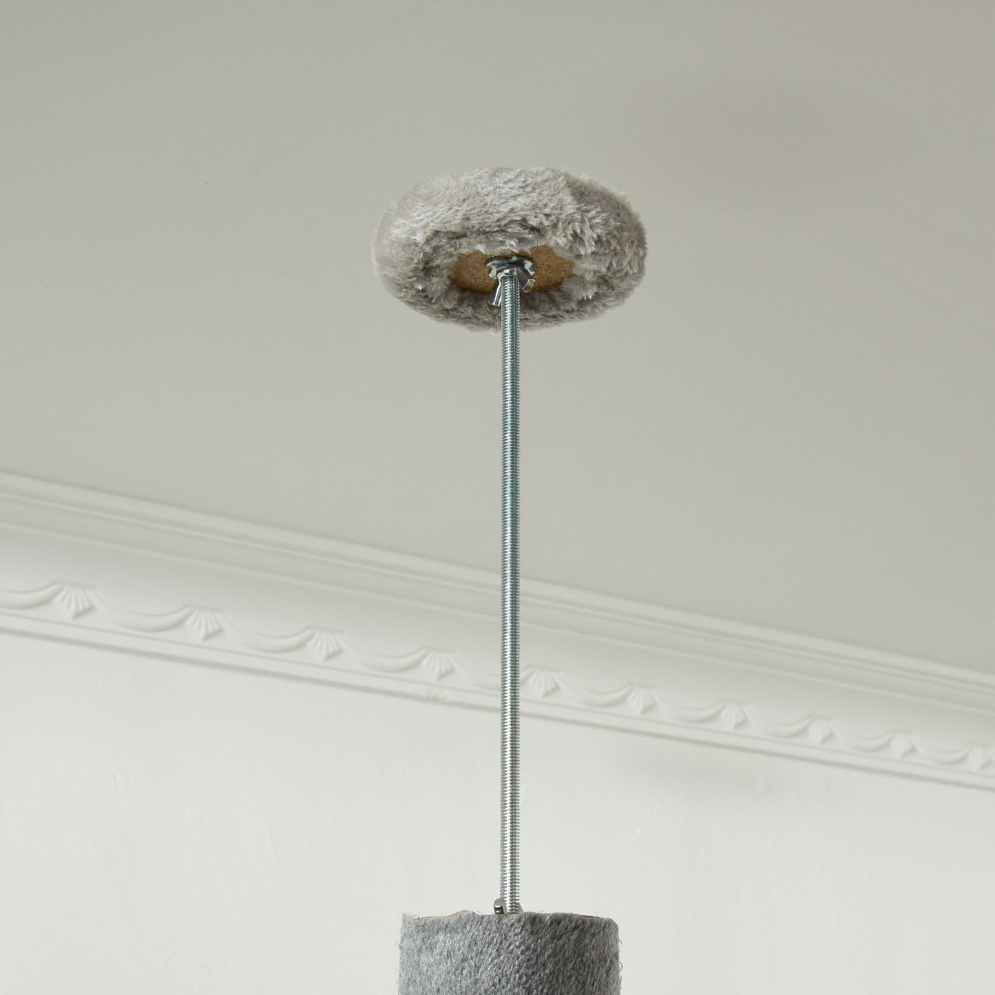 4-Tier Floor to Ceiling Cat Tree, Tall Cat Tower with Scratching Post, Plush Padding, Toy Ball, Cat Condo for Indoor Cats, Light Grey