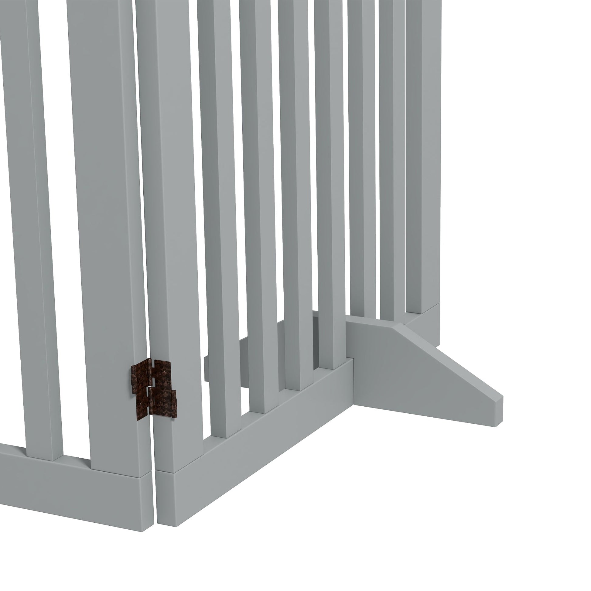 Freestanding Pet Gate 4 Panel Dog Barrier Folding Safety Fence with Support Feet up to 80.25" Long 29.5" Tall for Doorway Stairs Black Light Grey