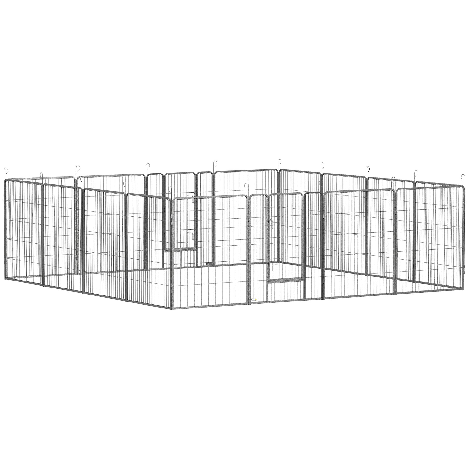 Dog Playpen, Wide 31.5"W Heavy-Duty Metal Puppy Play Pen, Pet Exercise Fences for Outside and Indoor, DIY Design with Door for Multiple Dogs, 16 Panels, 39"H