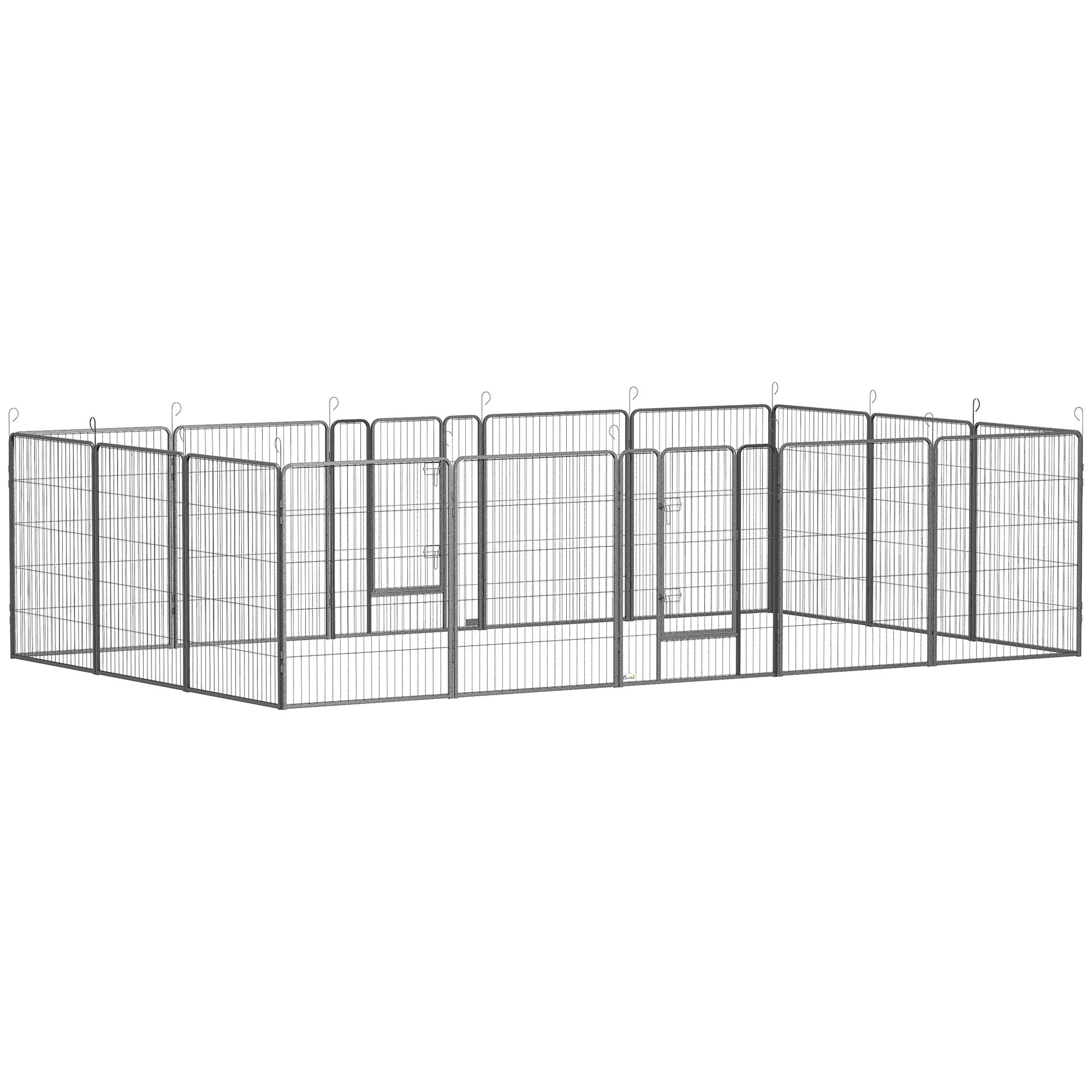 Dog Playpen, Wide 31.5"W Heavy-Duty Metal Puppy Play Pen, Pet Exercise Fences for Outside and Indoor, DIY Design with Door for Multiple Dogs, 16 Panels, 39"H