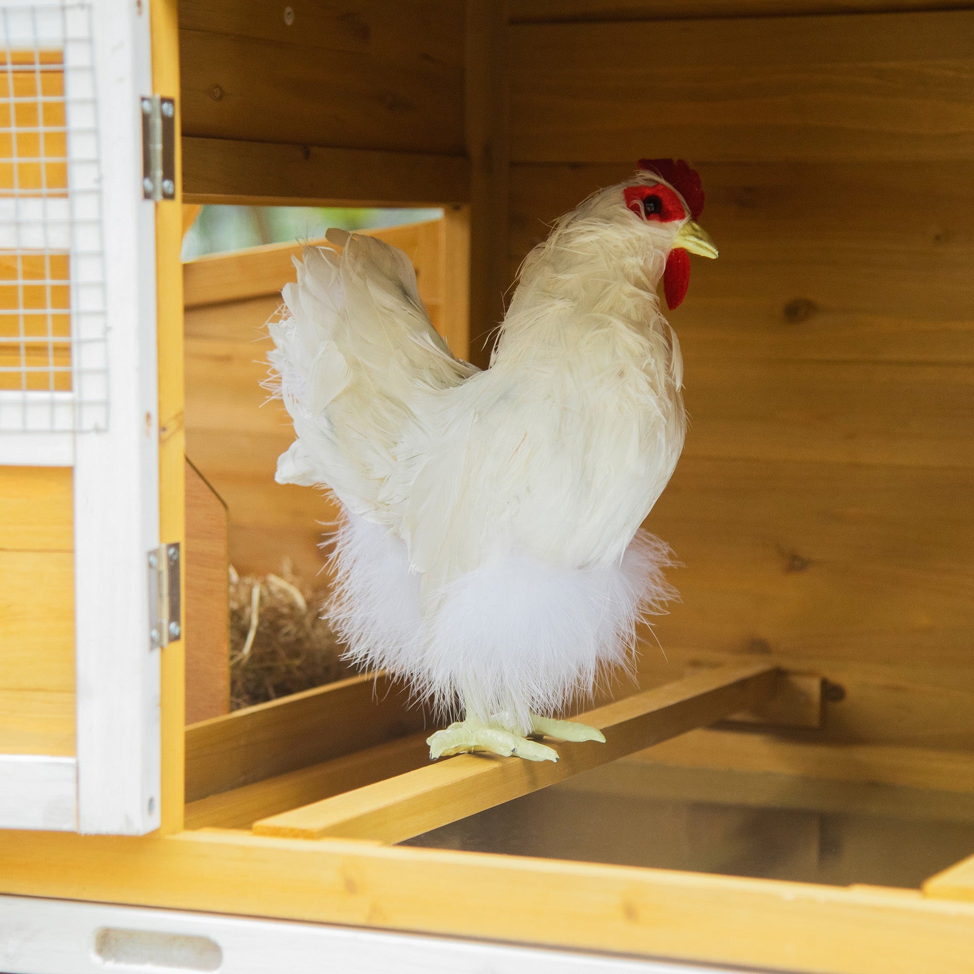 79" Wooden Chicken Coop, Outdoor Hen House, Poultry Habitat with Removable Tray, Nesting Box, Run, Ramp